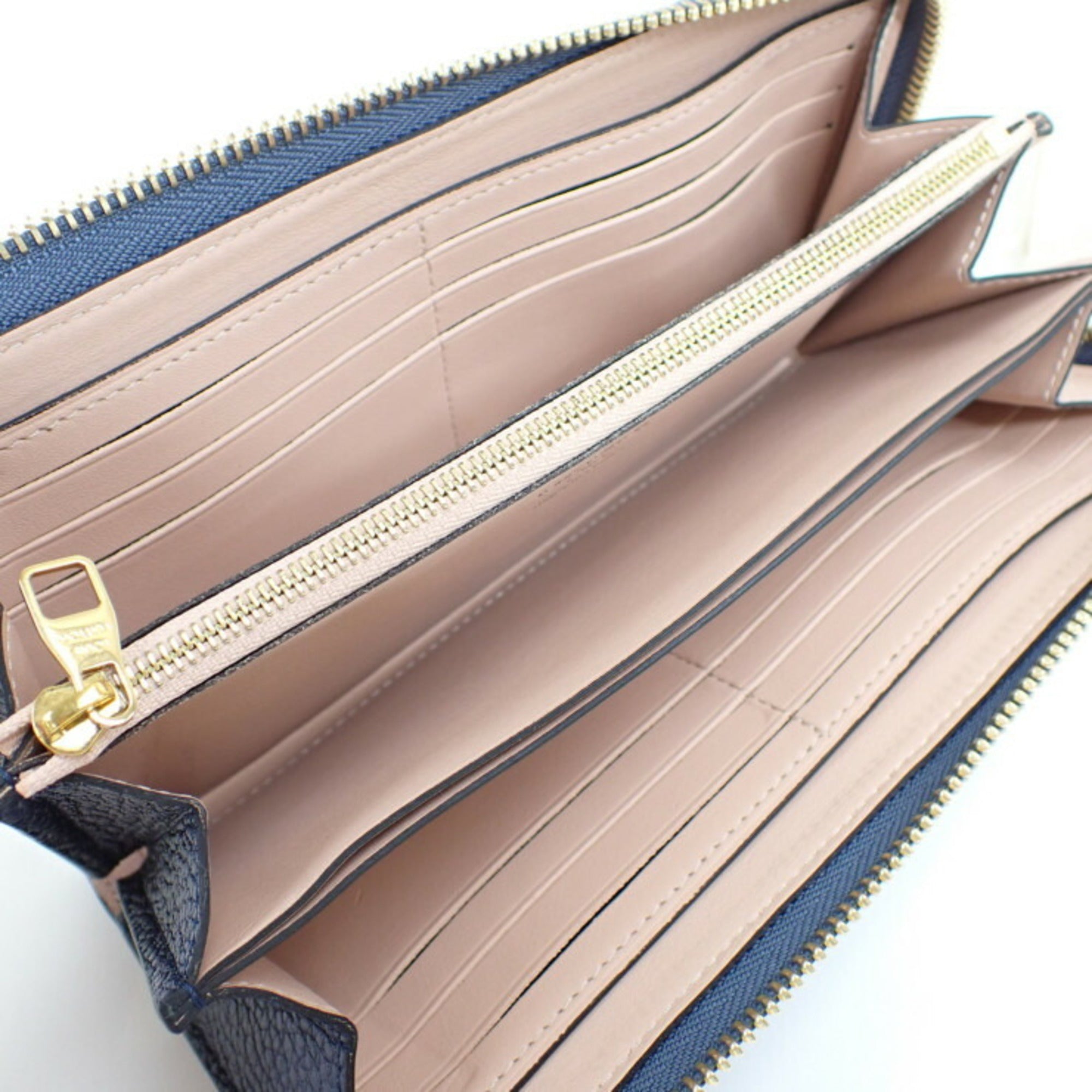 Louis Vuitton Navy Blue Leather Long Wallet (Bi-Fold) (Pre-Owned)