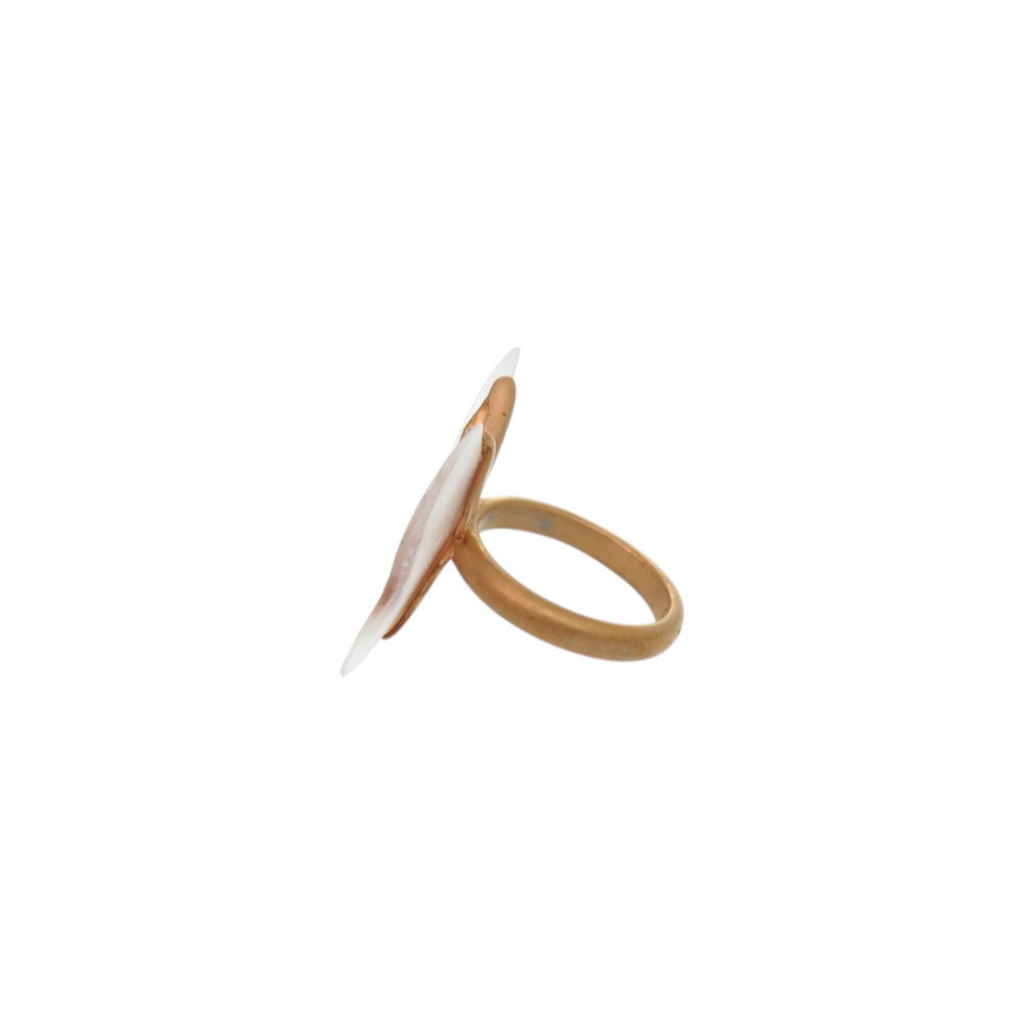 Christian Dior Gold Clear Metal Band Ring (Pre-Owned)