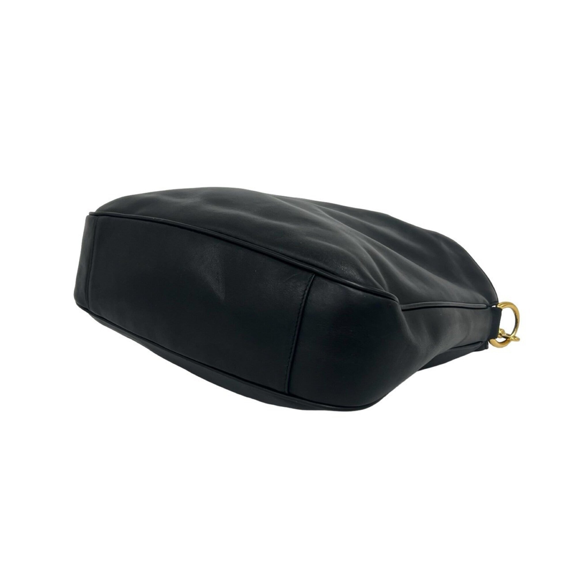 Gucci Black Leather Bamboo Handbag Shoulder Bag (Pre-Owned)