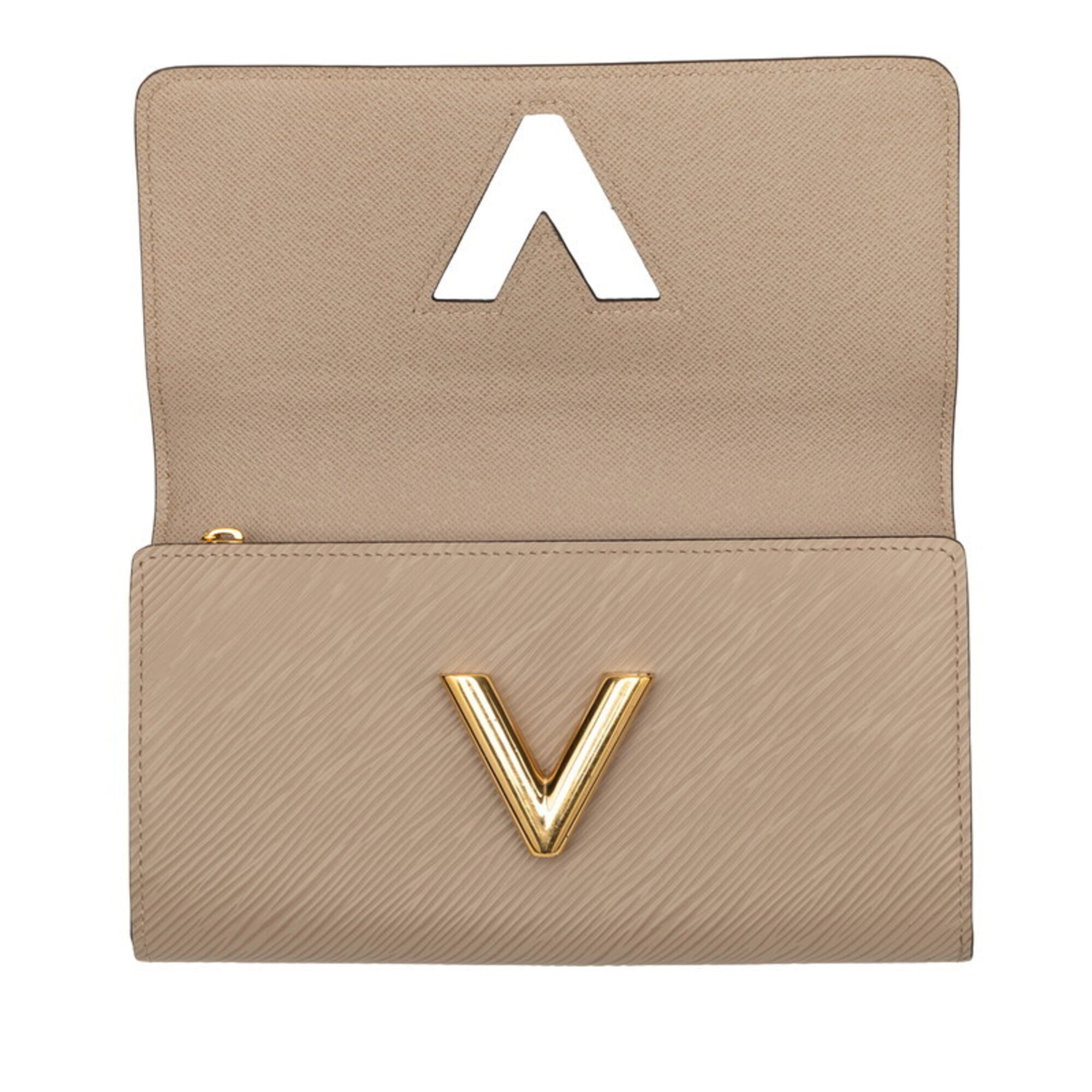 Louis Vuitton Beige Leather Long Wallet (Bi-Fold) (Pre-Owned)