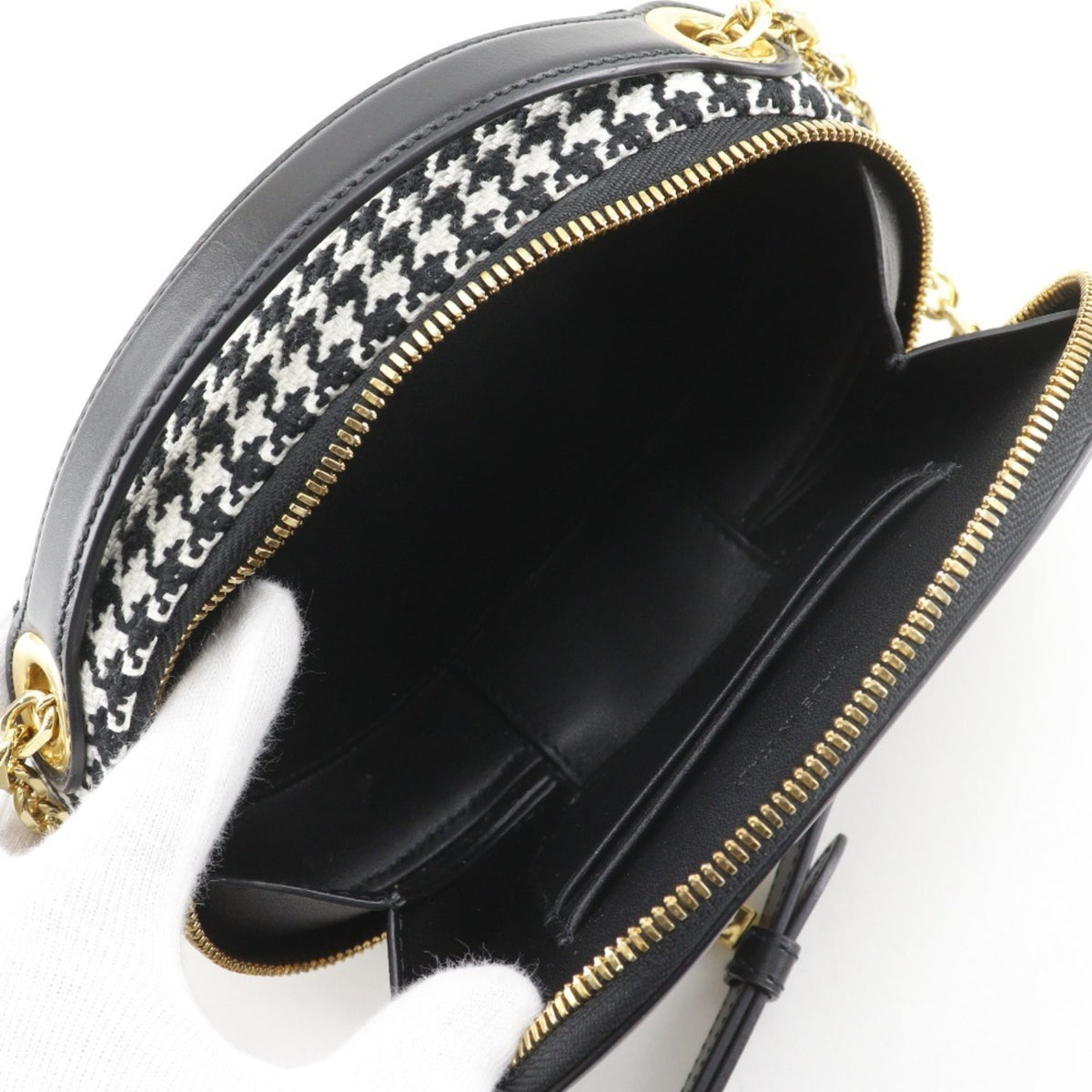 Christian Dior Black White Canvas Leather Shoulder Bag (Pre-Owned)