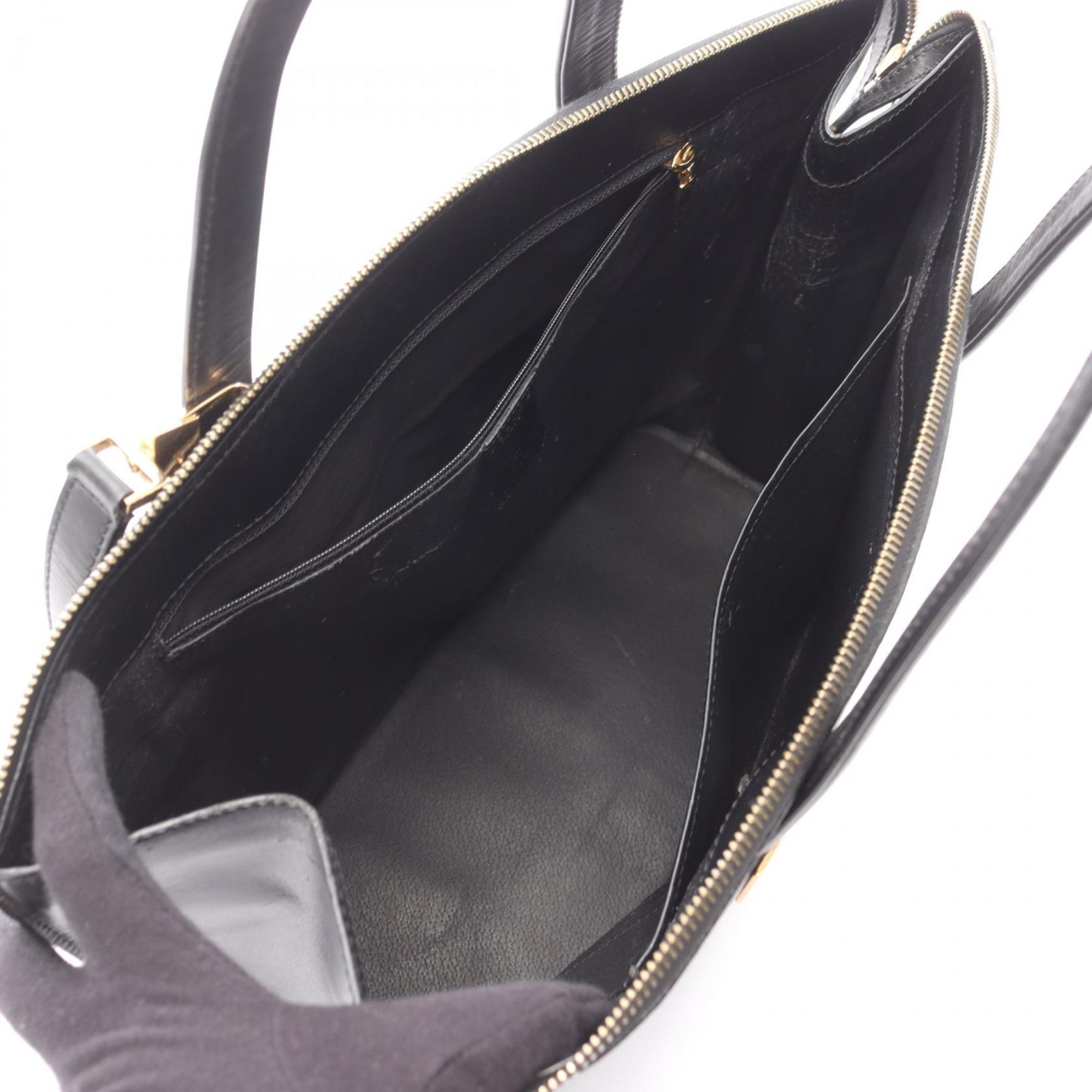 Celine Black Brown Coated Canvas Leather Handbag Tote Bag (Pre-Owned)