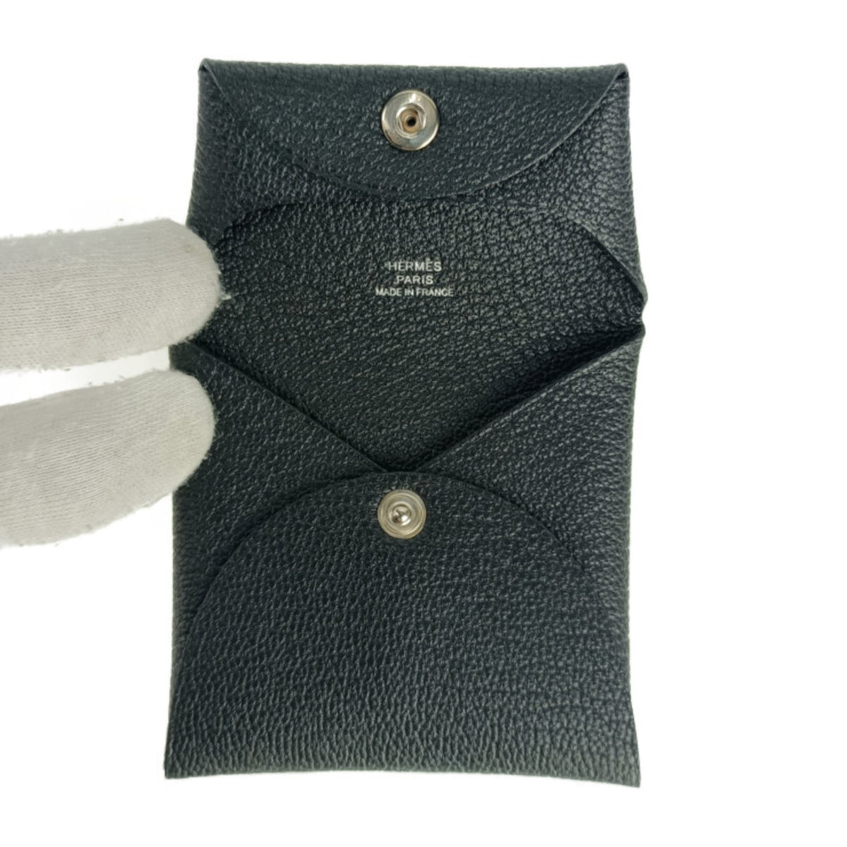 Hermes Black Chevre Leather Coin Purse/Coin Case (Pre-Owned)