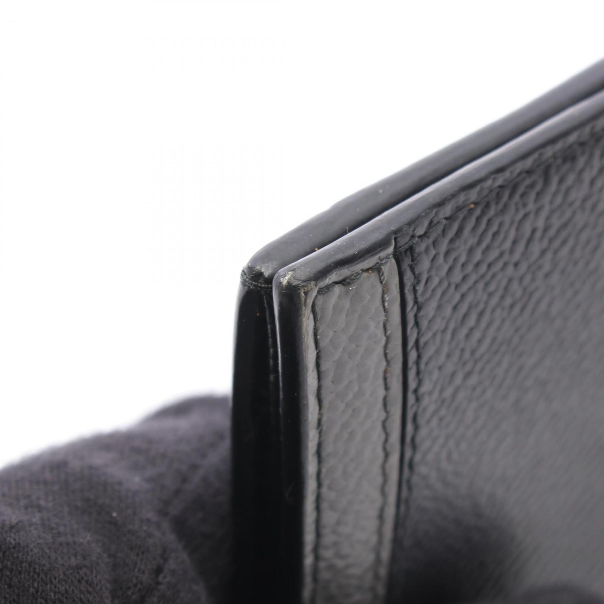 Prada Black Gray Leather Long Wallet (Bi-Fold) (Pre-Owned)