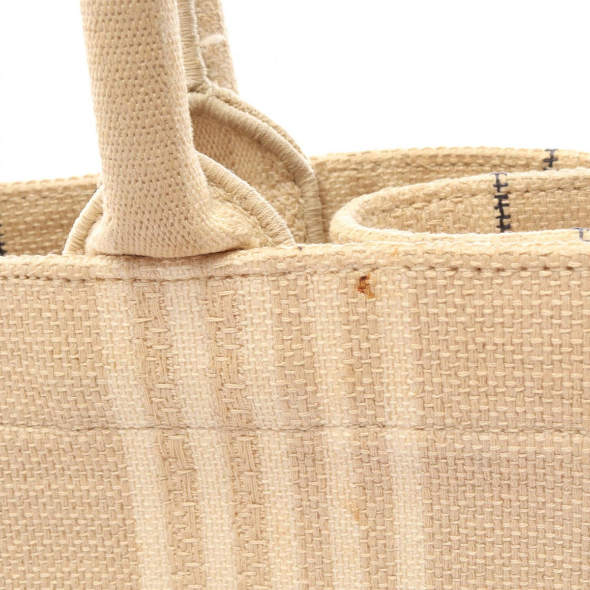 Christian Dior Beige Black Ivory Canvas Handbag Tote Bag (Pre-Owned)