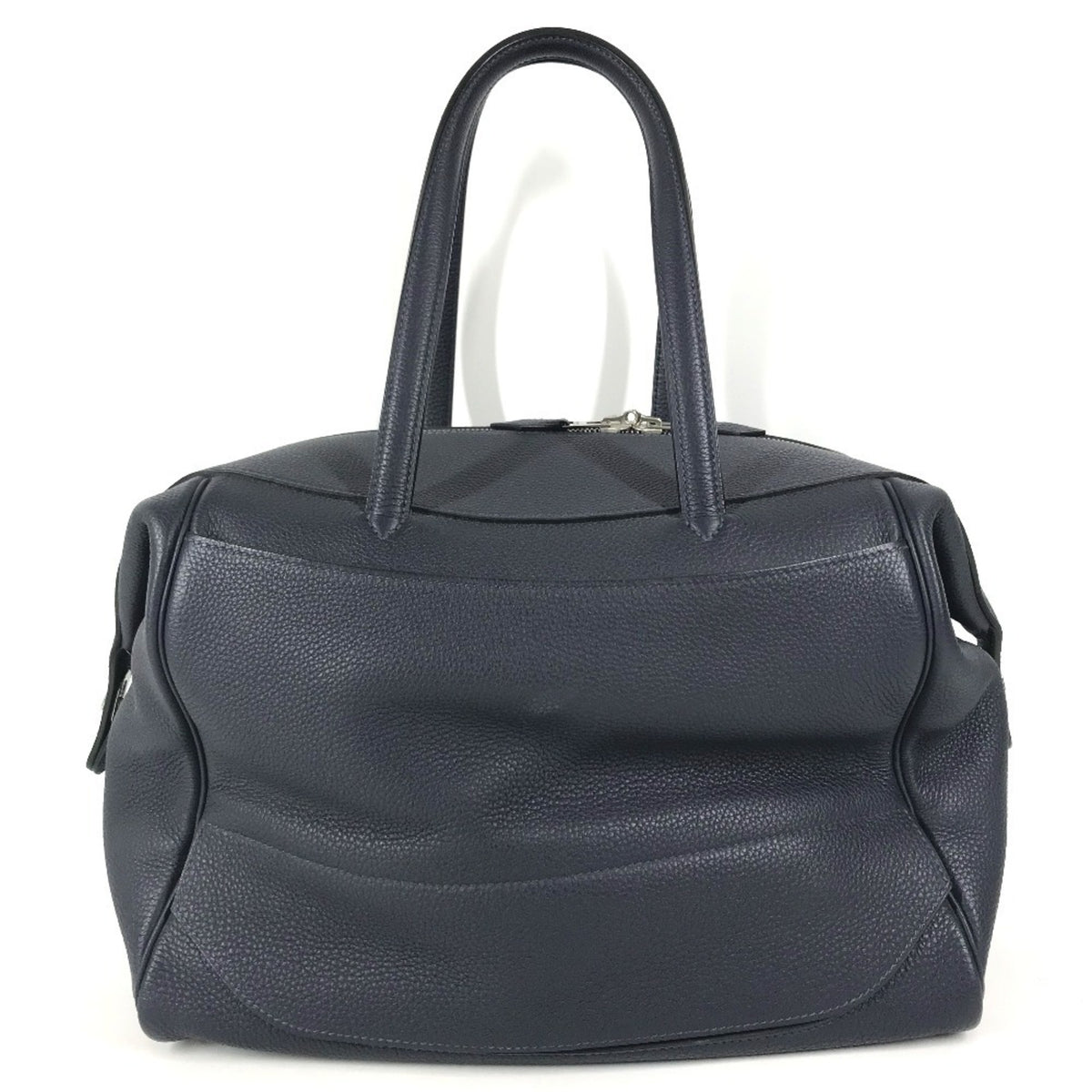 Hermes Navy Togo Leather Boston Bag Handbag Shoulder Bag (Pre-Owned)