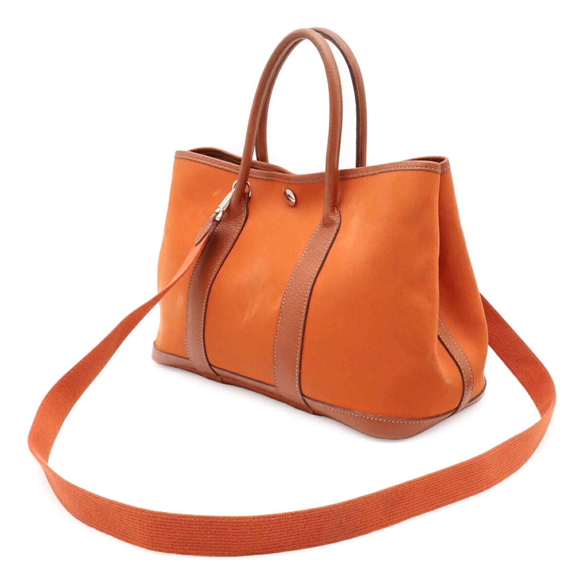 Hermes Orange Toile Officier Handbag Shoulder Bag Tote Bag (Pre-Owned)
