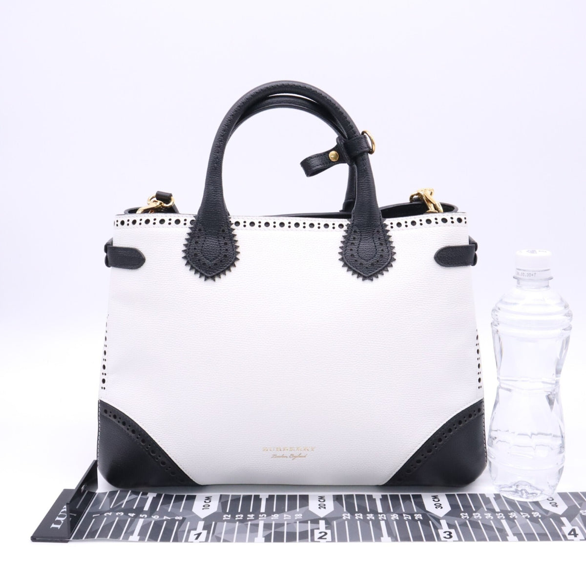 Burberry Black White Handbag Shoulder Bag (Pre-Owned)