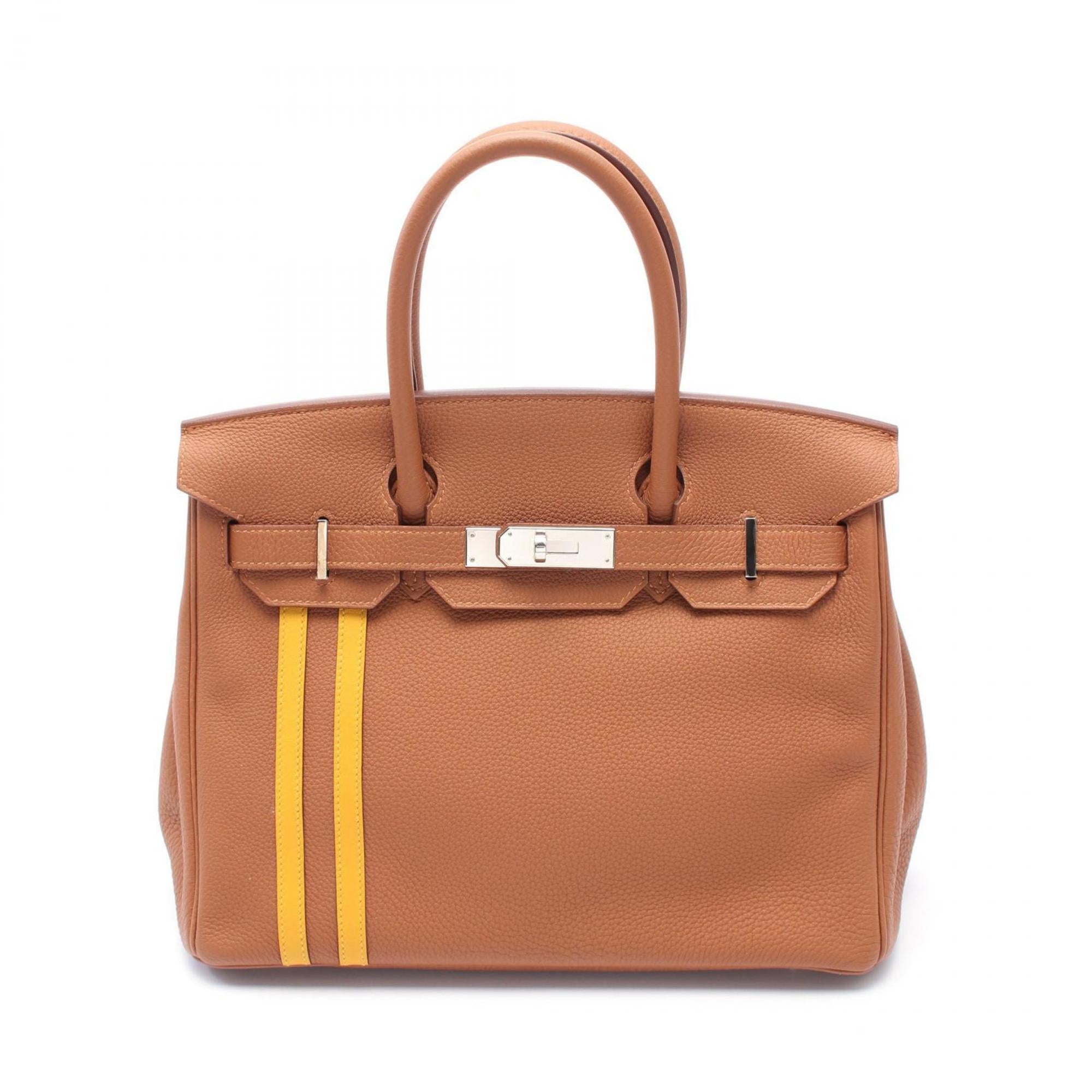 Hermes Brown Gold Yellow Togo Leather Swift Leather Handbag (Pre-Owned)