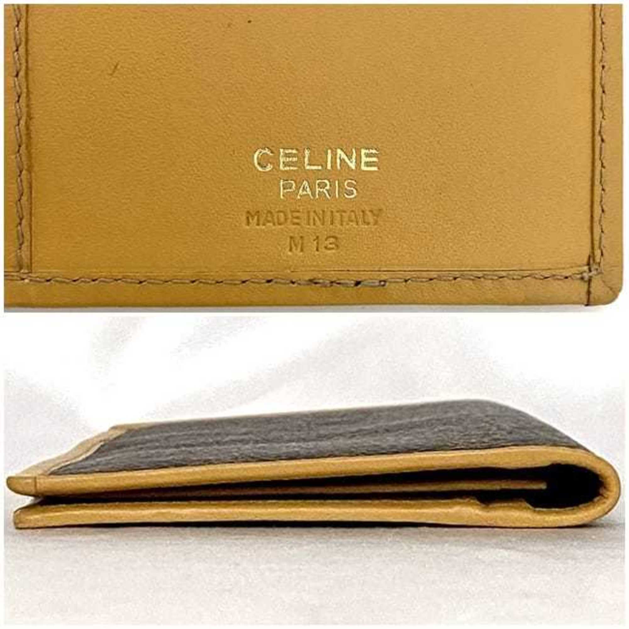 Celine Beige Brown Pvc Leather Long Wallet (Bi-Fold) (Pre-Owned)