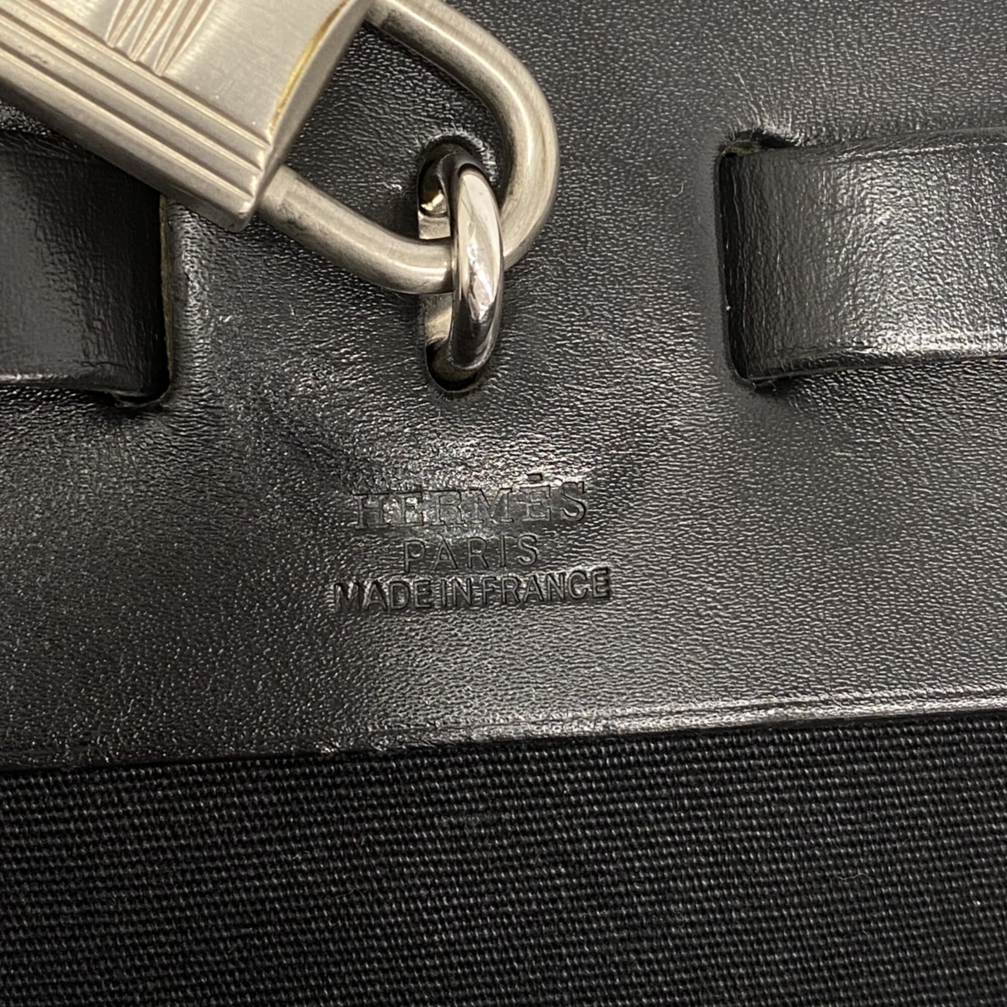 Hermes Black Toile Officier Handbag (Pre-Owned)