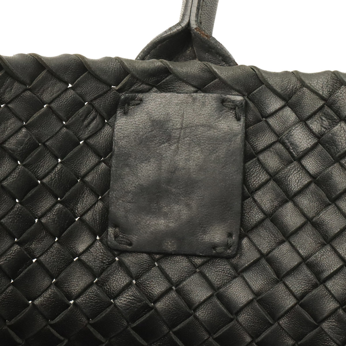 Bottega Veneta Intrecciato Black Leather Handbag Shoulder Bag Tote Bag (Pre-Owned)