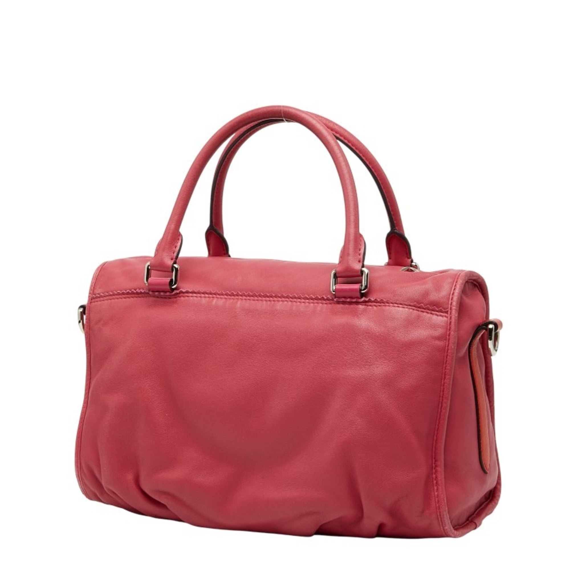 Loewe Pink Red Red Color Leather Handbag Shoulder Bag (Pre-Owned)