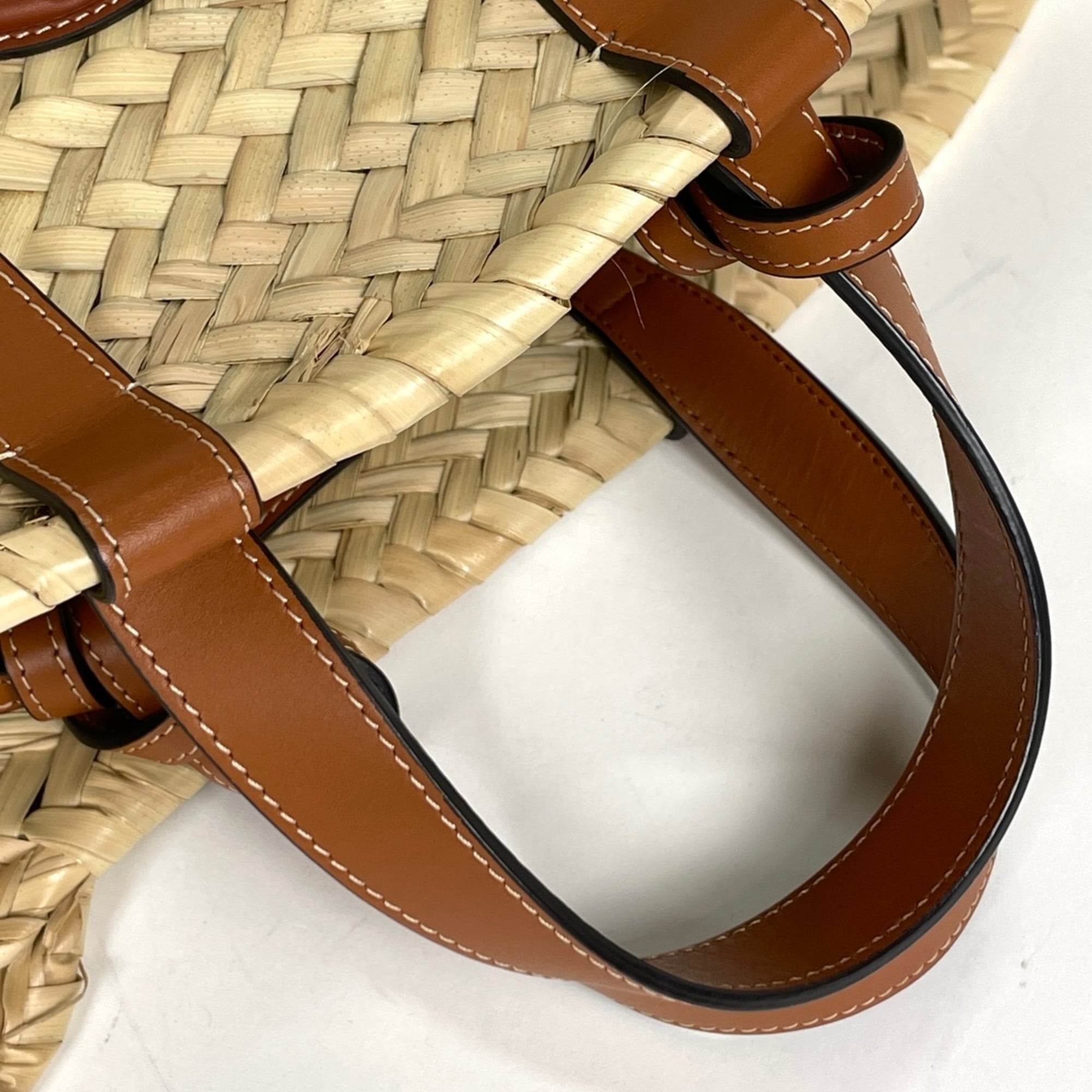 Celine Brown Raffia Leather Tote Bag (Pre-Owned)