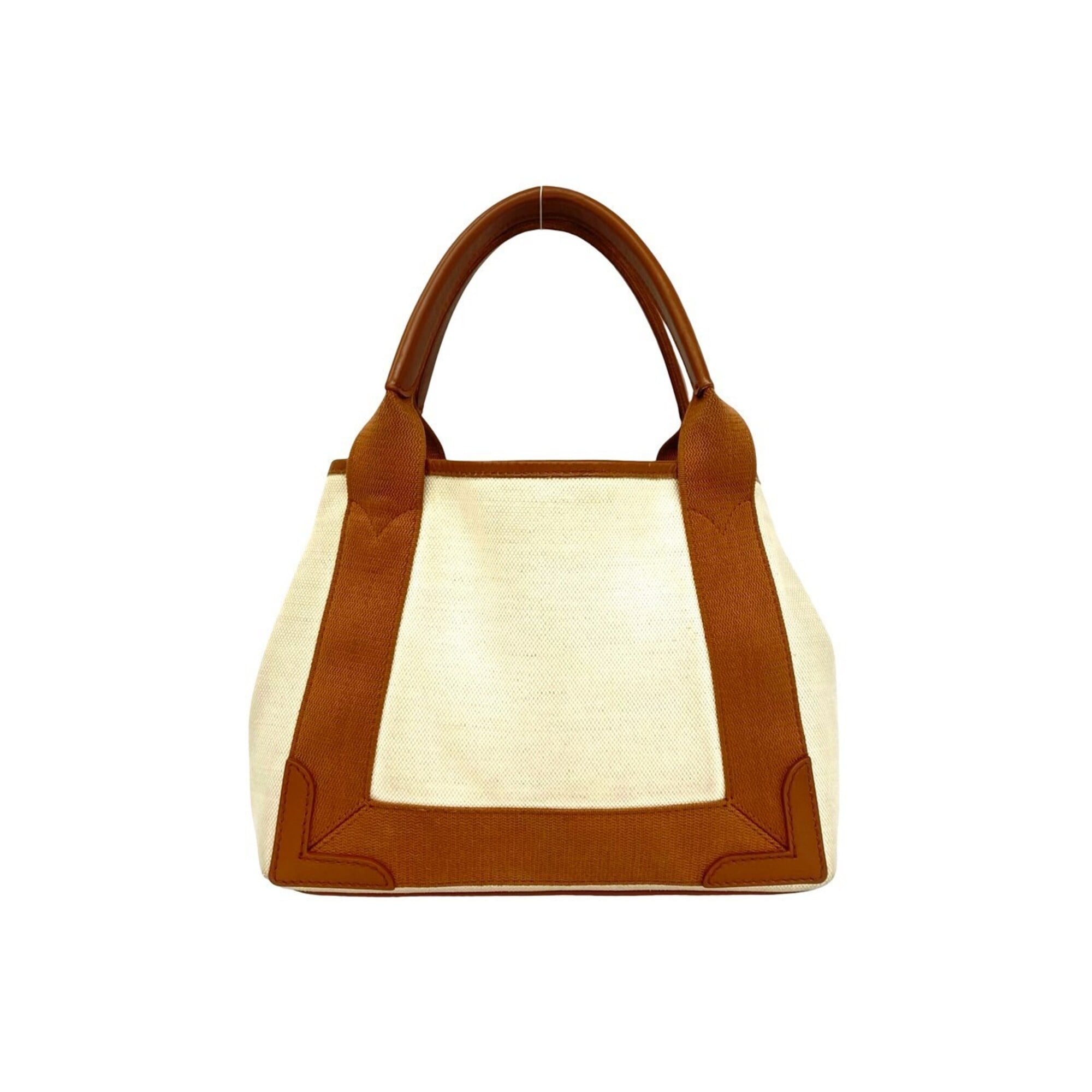 Balenciaga Brown Ivory Canvas Leather Handbag Tote Bag (Pre-Owned)