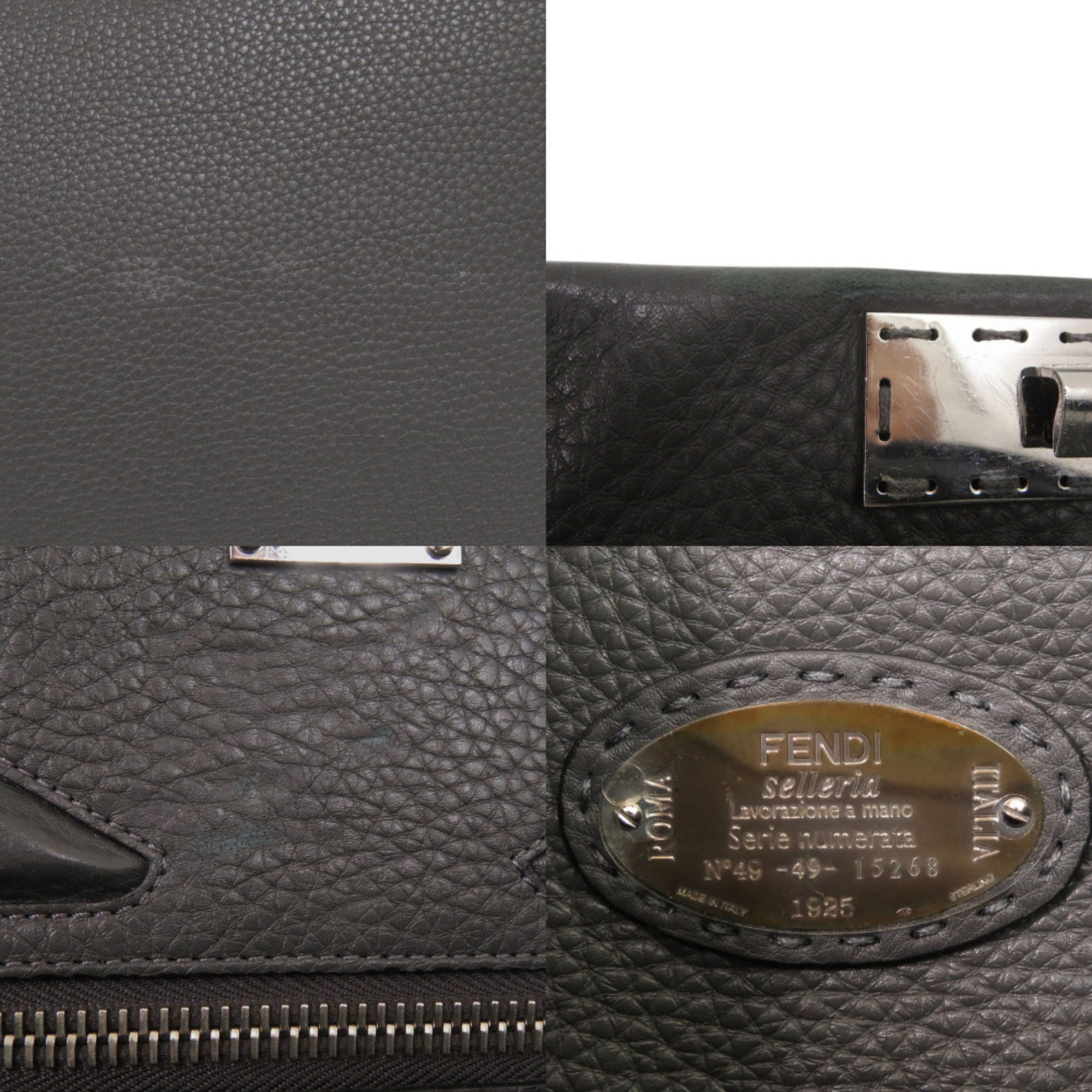 Fendi Gray Leather Handbag (Pre-Owned)