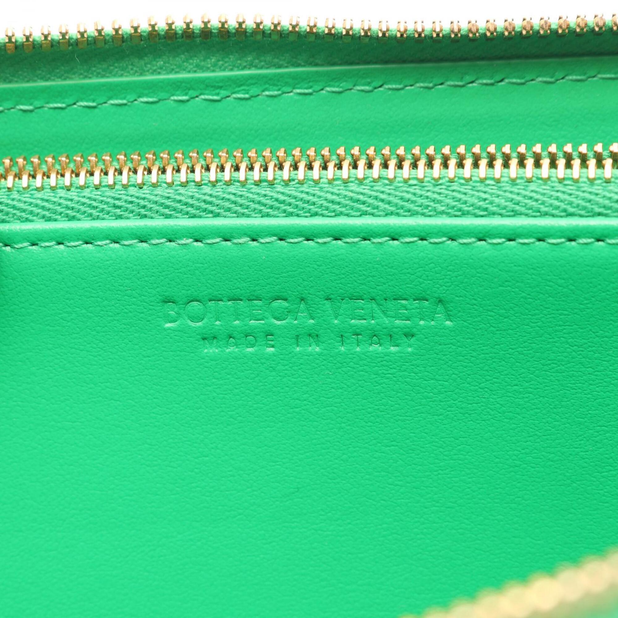 Bottega Veneta Green Leather Long Wallet (Bi-Fold) (Pre-Owned)