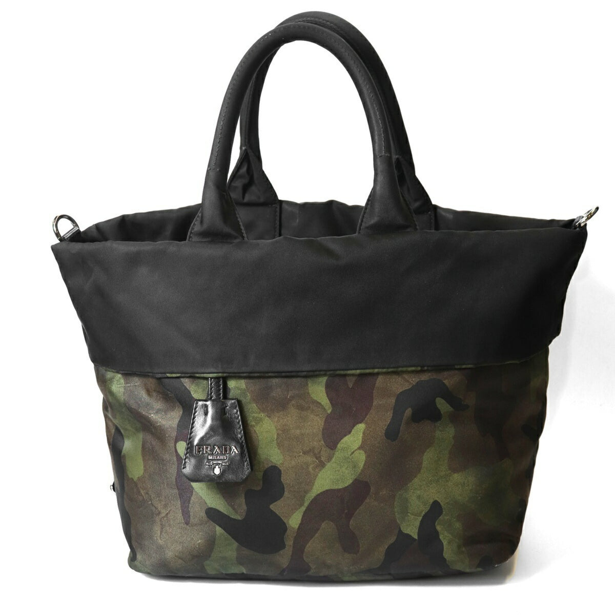 Prada Camouflage Green Khaki Nylon Handbag Shoulder Bag Tote Bag (Pre-Owned)