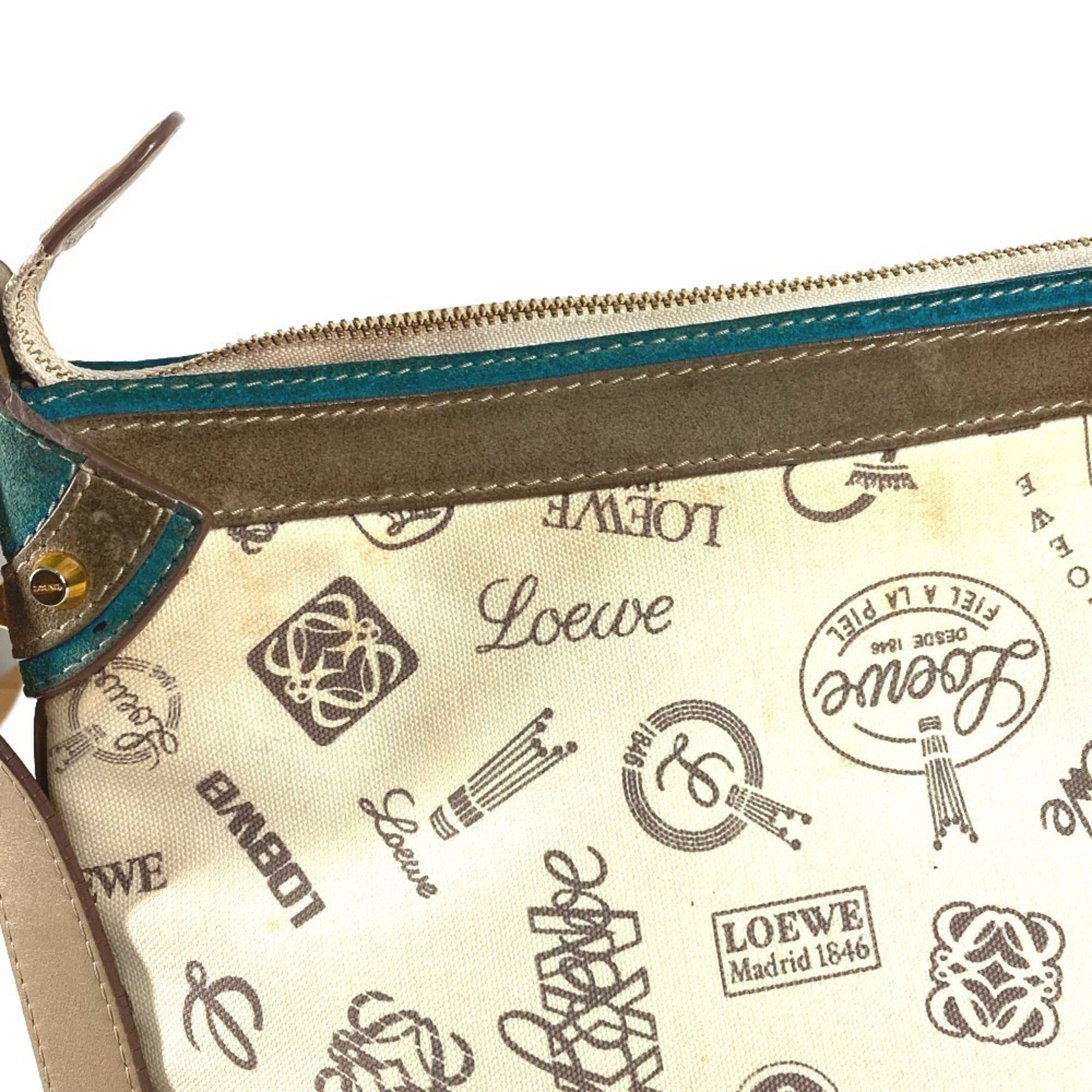 Loewe Beige Multi-Color Leather Canvas Pochette Shoulder Bag (Pre-Owned)