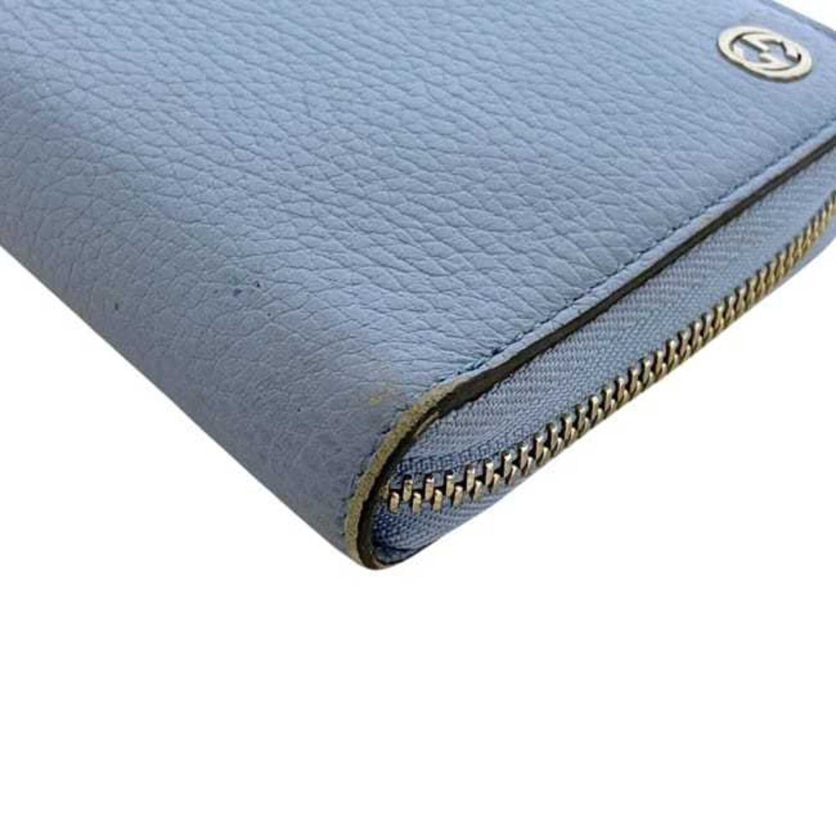 Gucci Light Blue Leather Long Wallet (Bi-Fold) (Pre-Owned)