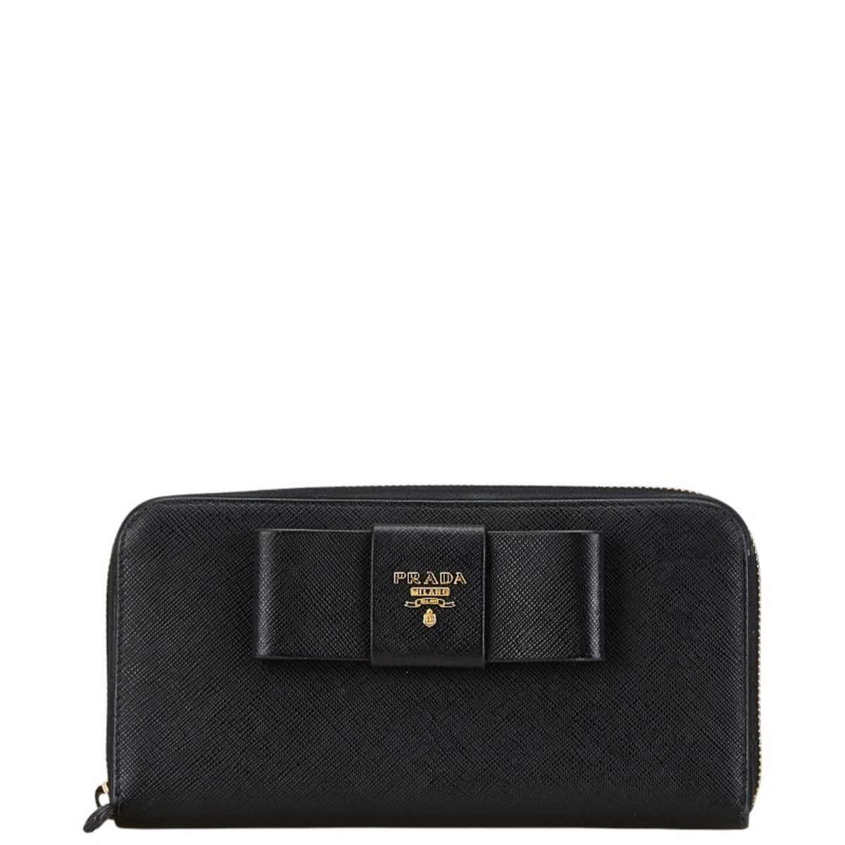 Prada Black Leather Long Wallet (Bi-Fold) (Pre-Owned)