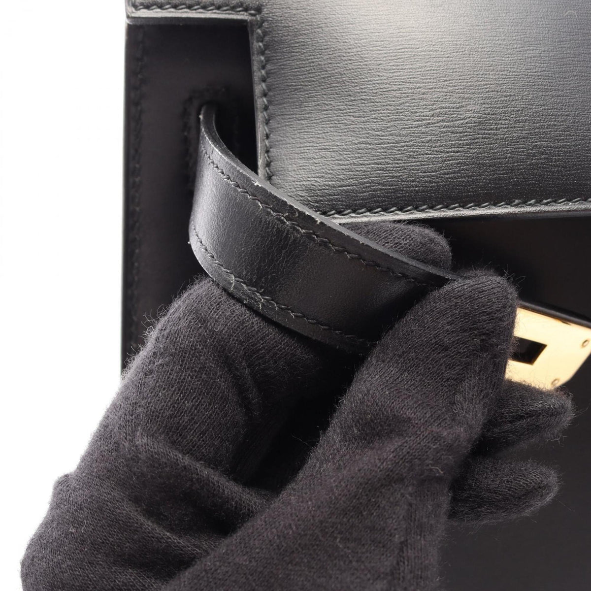 Hermes Black Box Calf Leather Handbag (Pre-Owned)