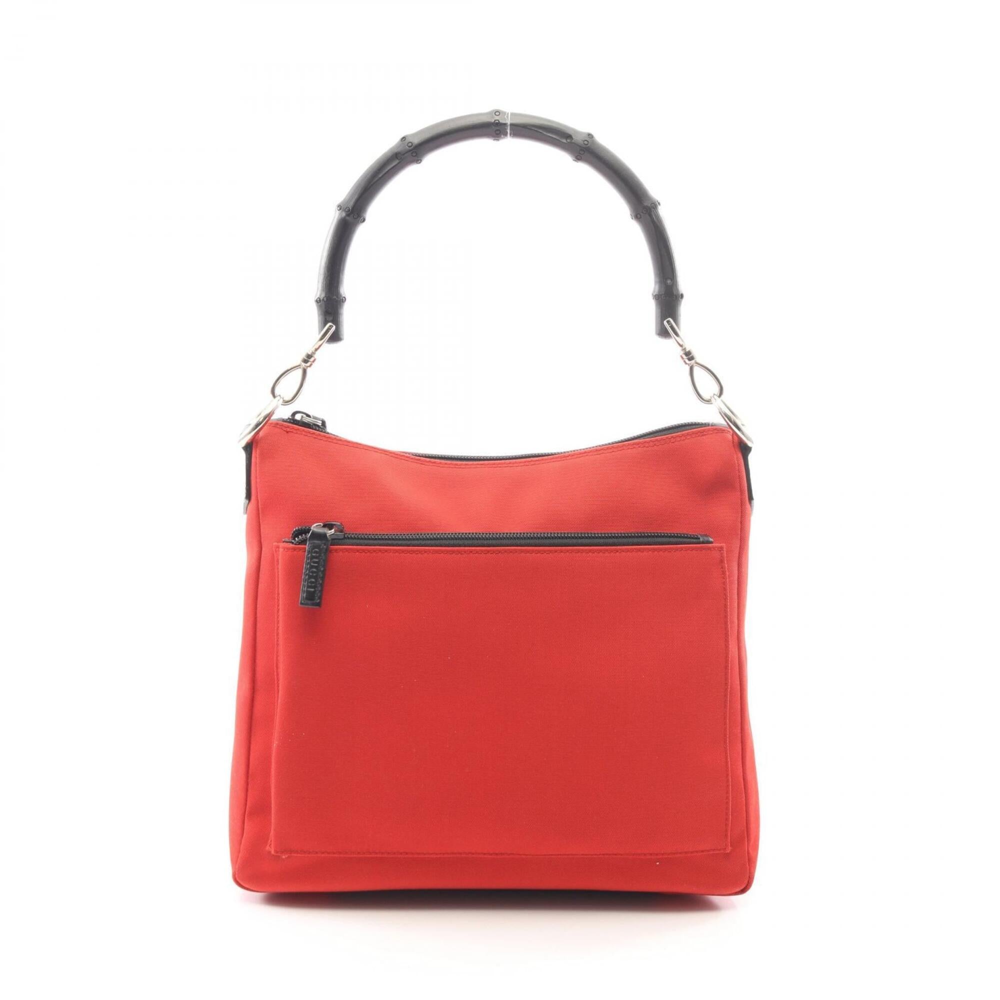 Gucci Black Red Color Nylon Canvas Shoulder Bag (Pre-Owned)