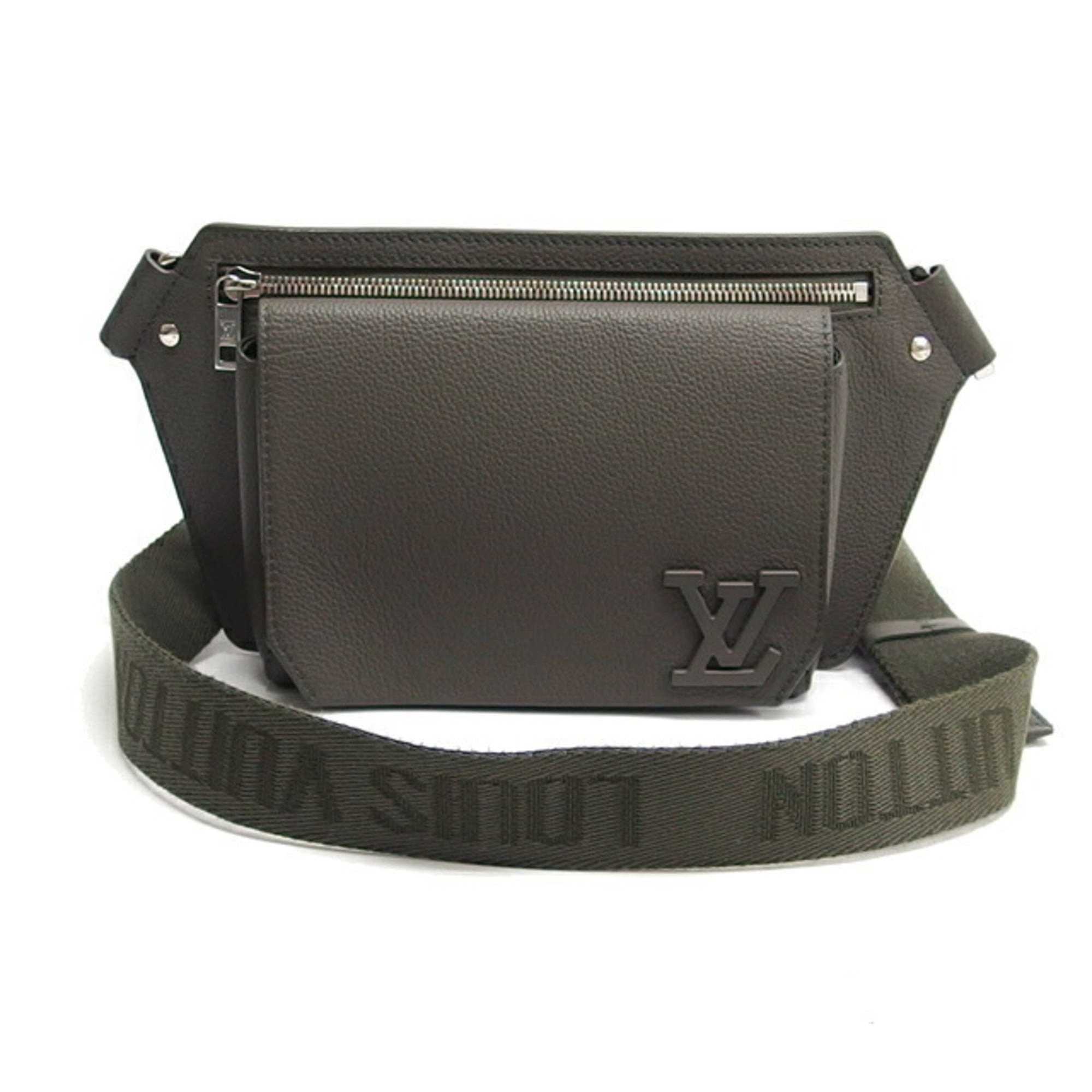 Louis Vuitton Moss Green Leather Shoulder Bag Sling Bag (Pre-Owned)