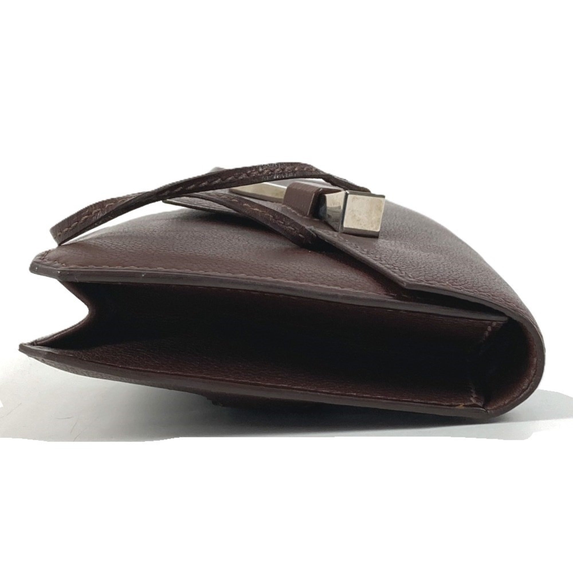 Hermes Brown Leather Clutch Bag Handbag Pouch (Pre-Owned)