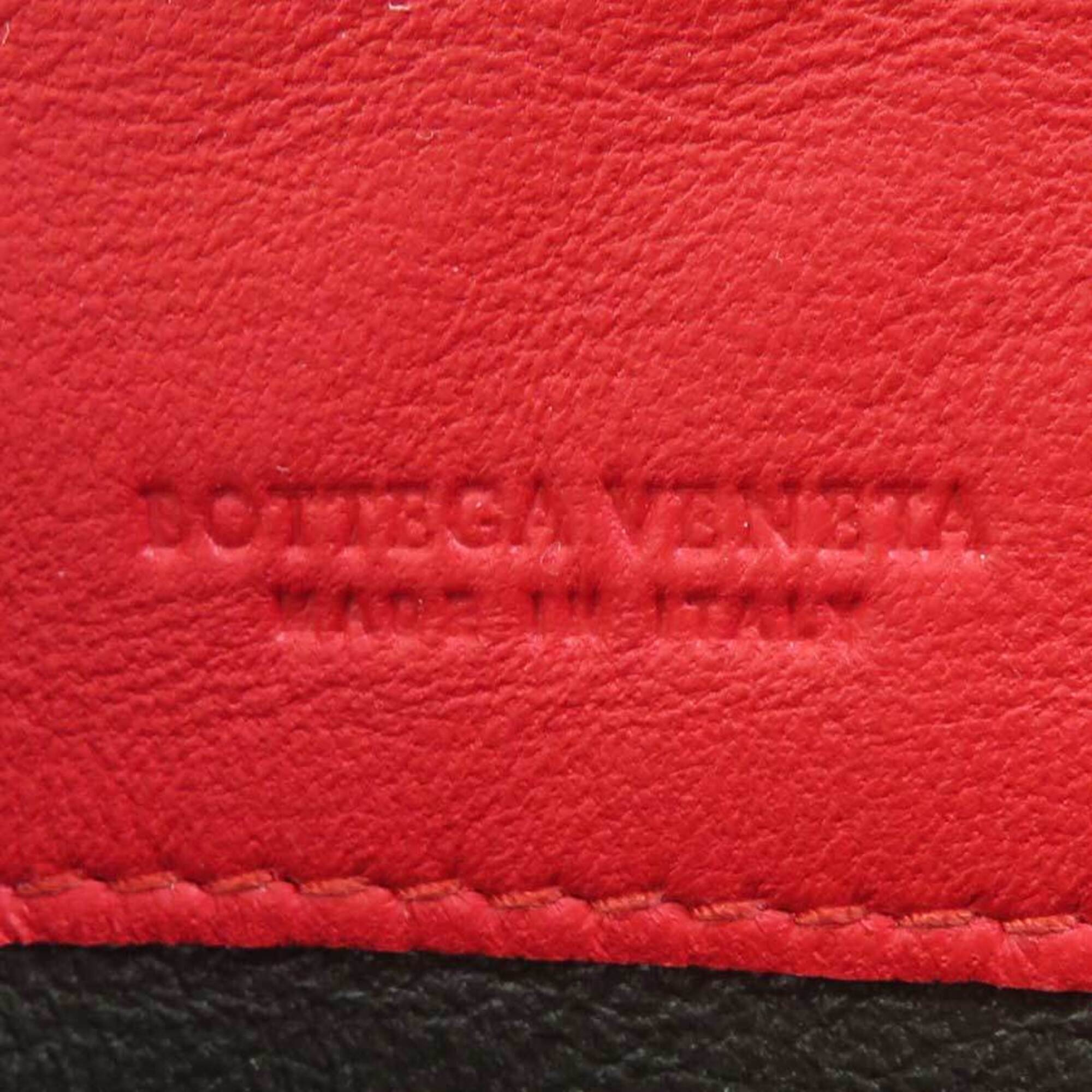 Bottega Veneta Red Color Intrecciato Long Wallet (Bi-Fold) (Pre-Owned)