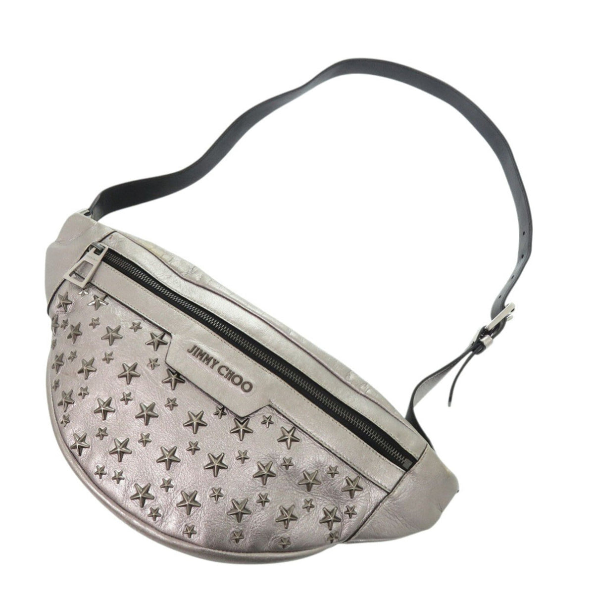 Jimmy Choo Black Silver Leather Fanny Pack (Pre-Owned)