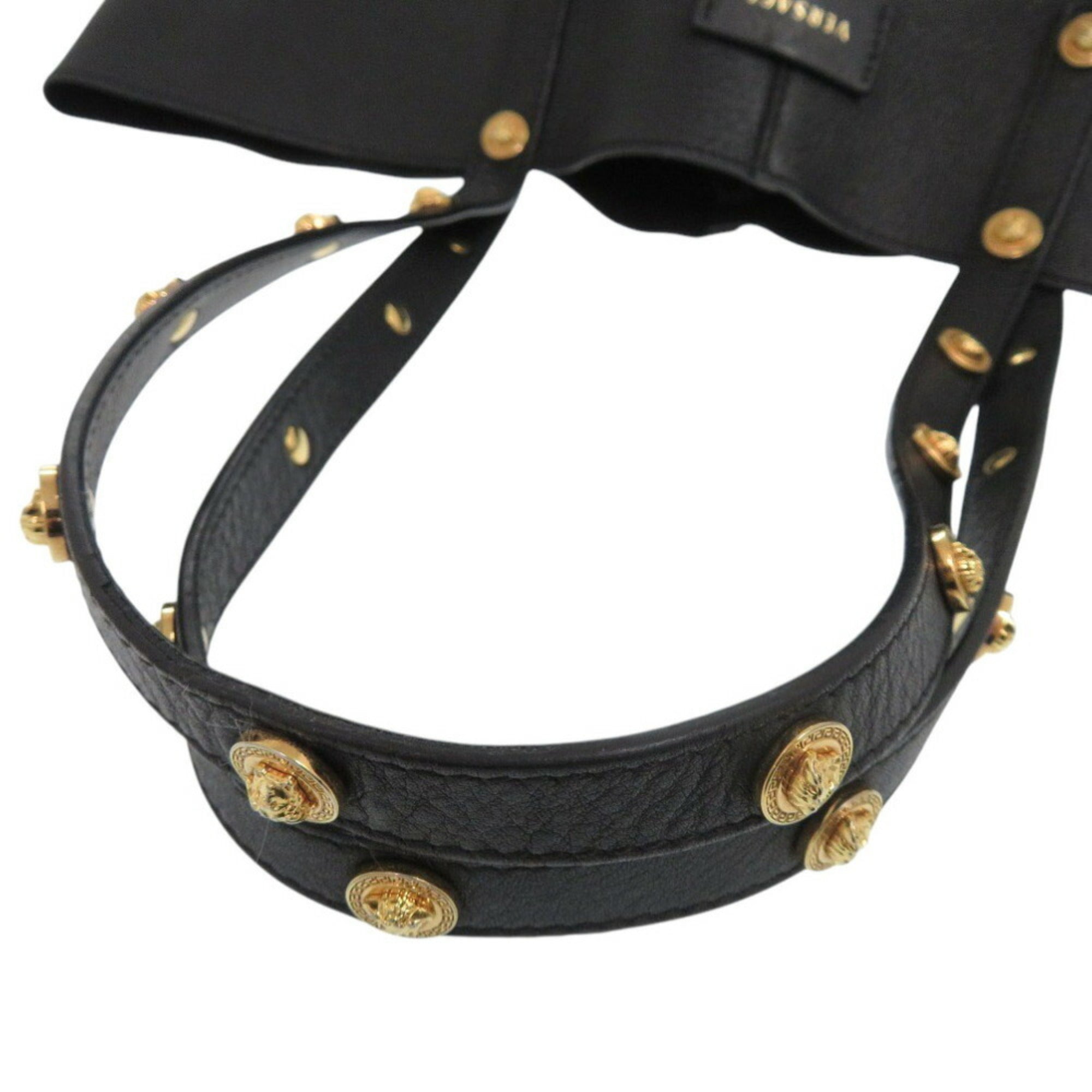 Versace Black Leather Tote Bag (Pre-Owned)