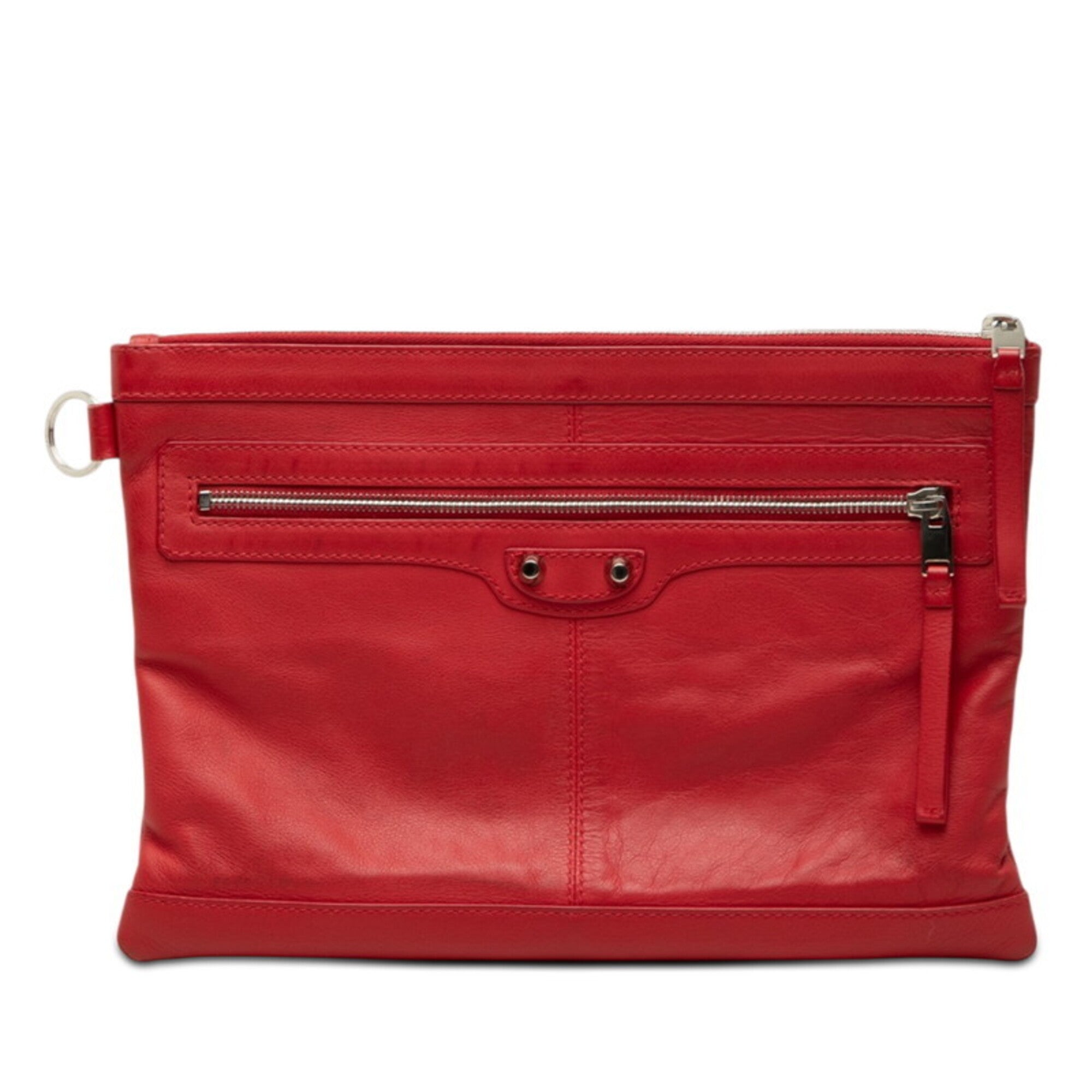 Balenciaga Red Color Leather Clutch Bag (Pre-Owned)