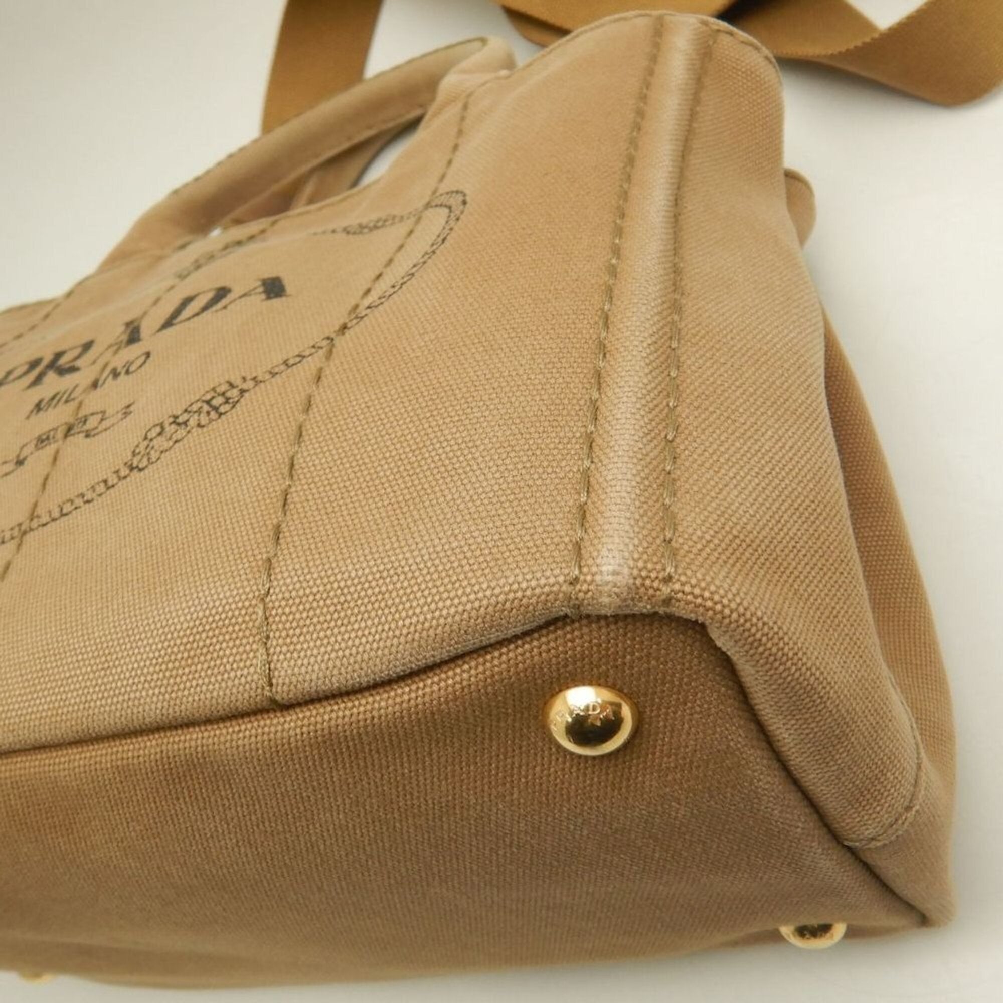 Prada Canapa Gold Canvas Tote Bag (Pre-Owned)