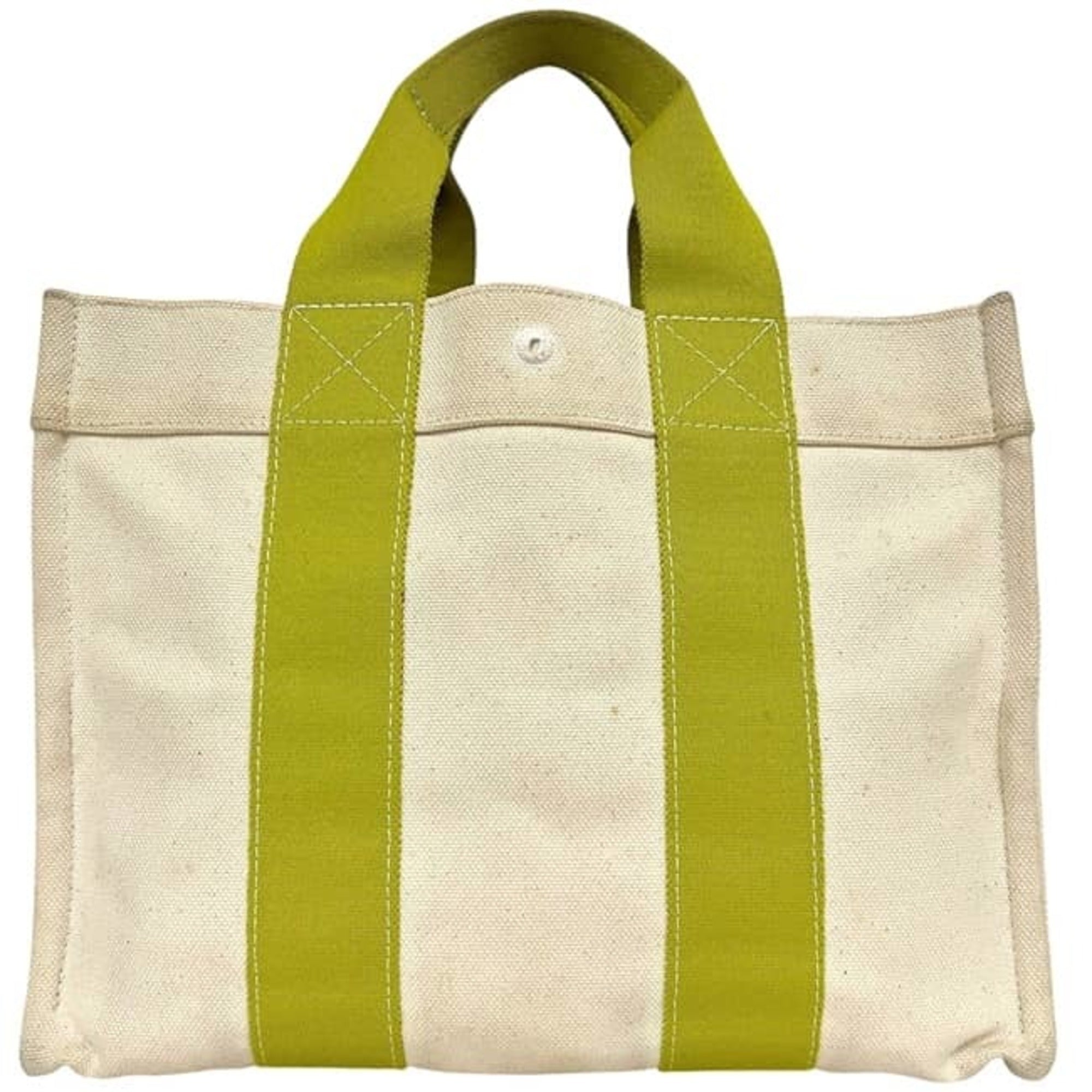 Hermes Bora Bora Green White Canvas Tote Bag (Pre-Owned)