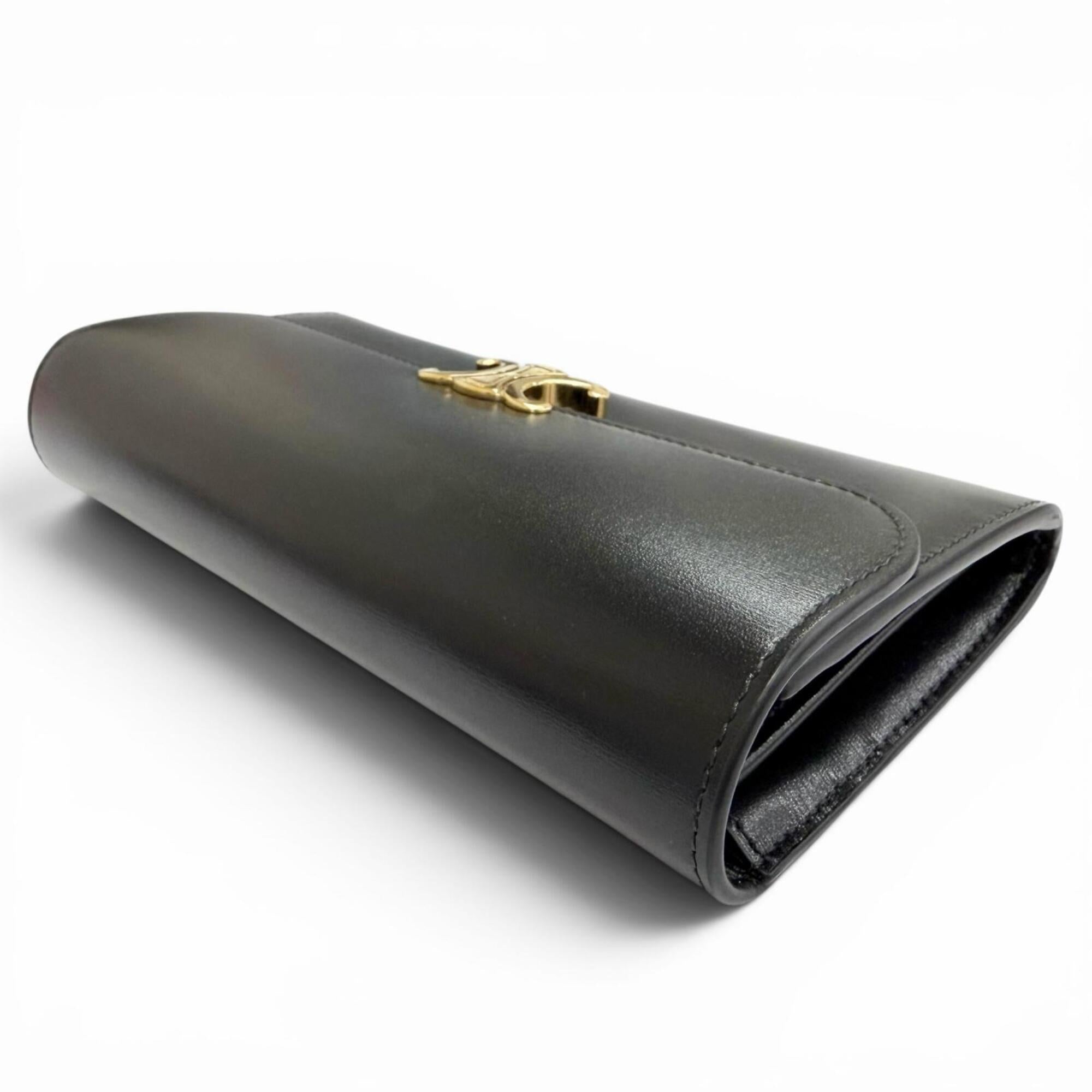 Celine Black Leather Long Wallet (Bi-Fold) (Pre-Owned)