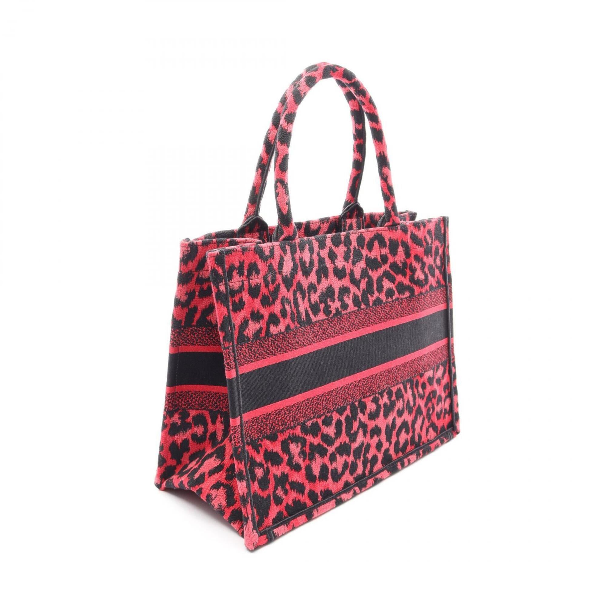 Christian Dior Black Red Color Canvas Handbag Tote Bag (Pre-Owned)