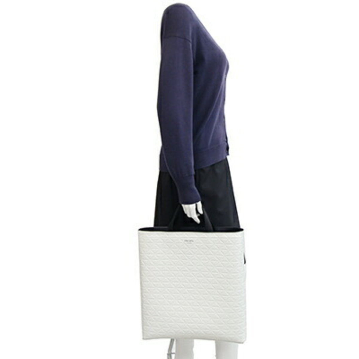Prada Black White Leather Handbag Tote Bag (Pre-Owned)