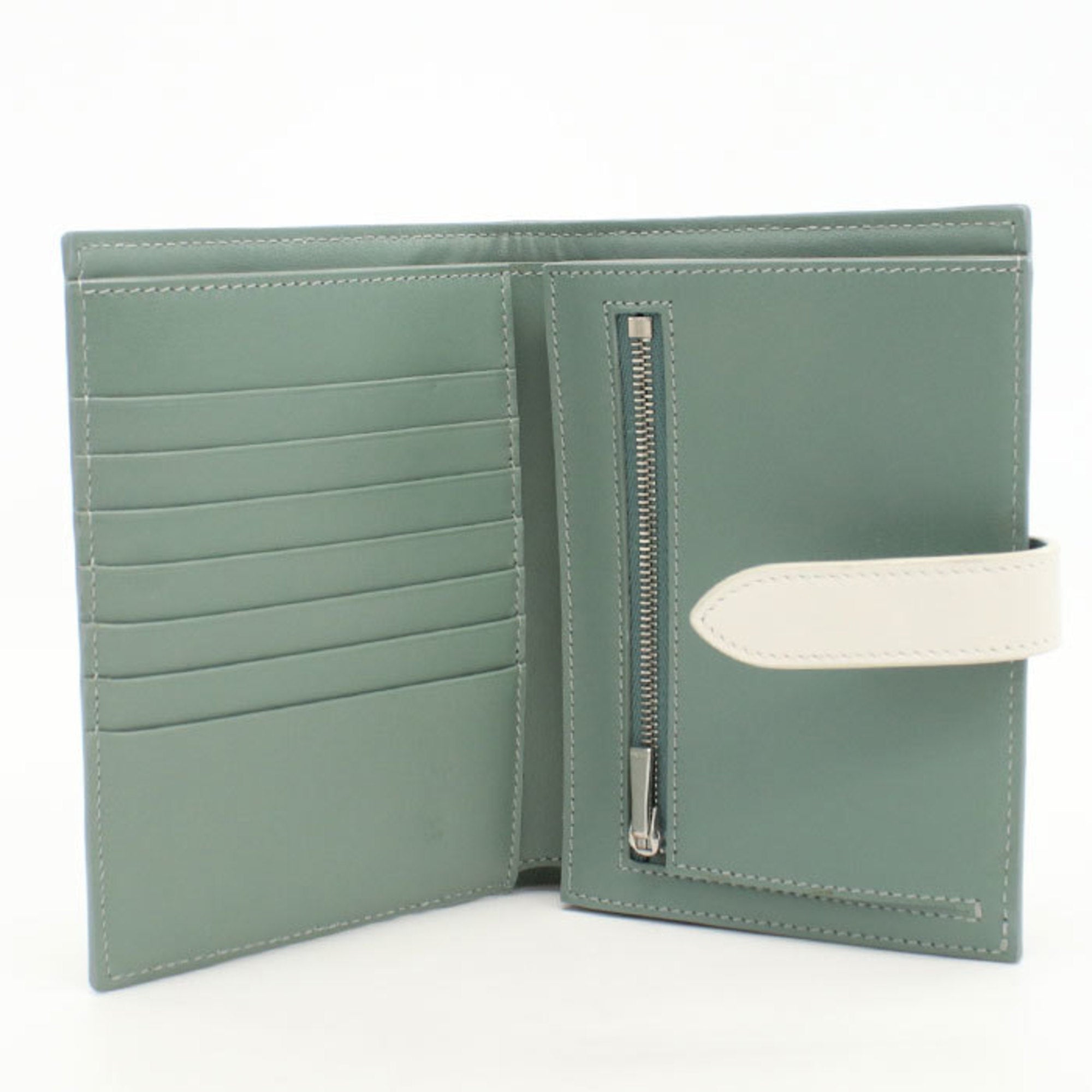 Celine Green Leather Middle Wallet (Bi-Fold) (Pre-Owned)
