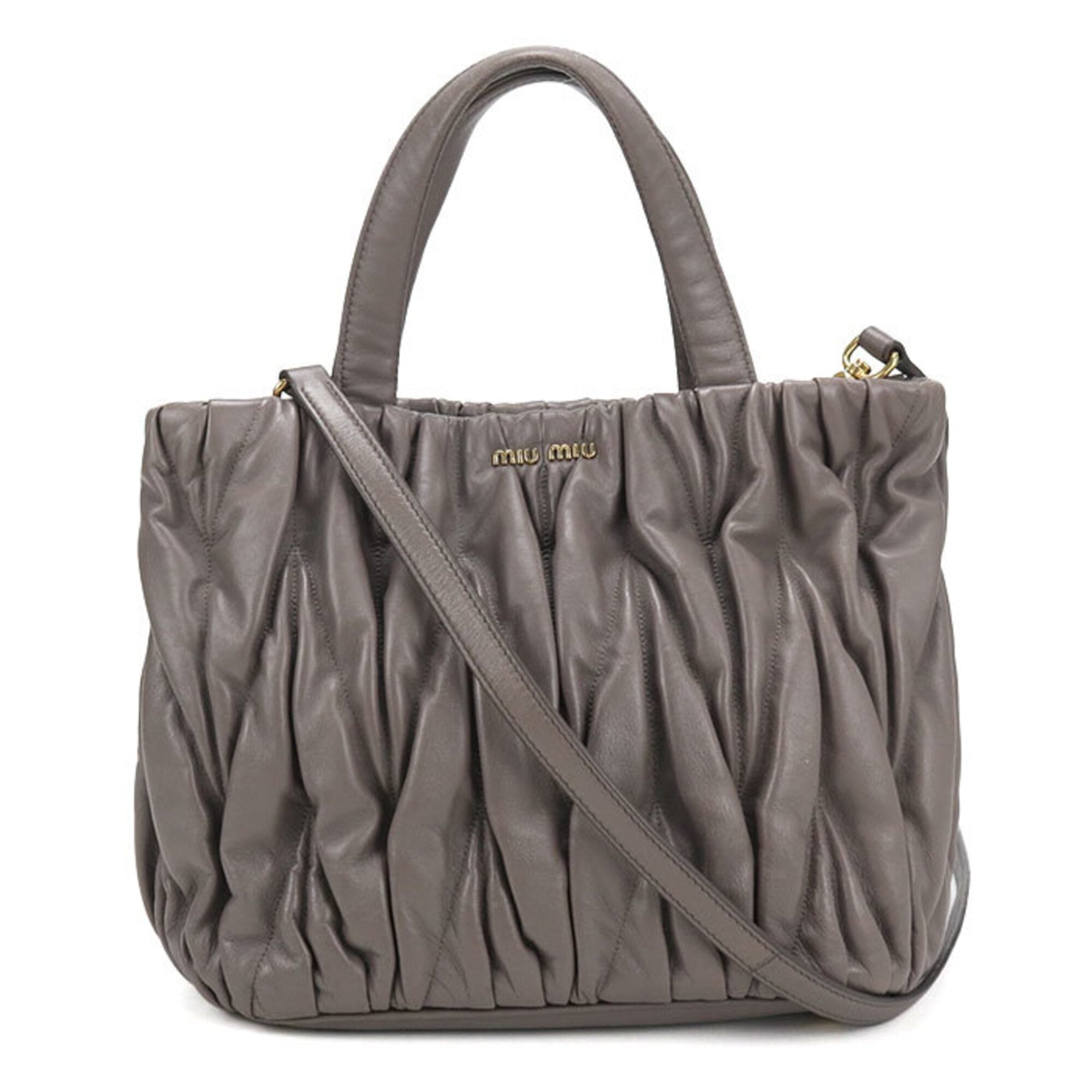 Miu Miu Gray Leather Tote Bag (Pre-Owned)