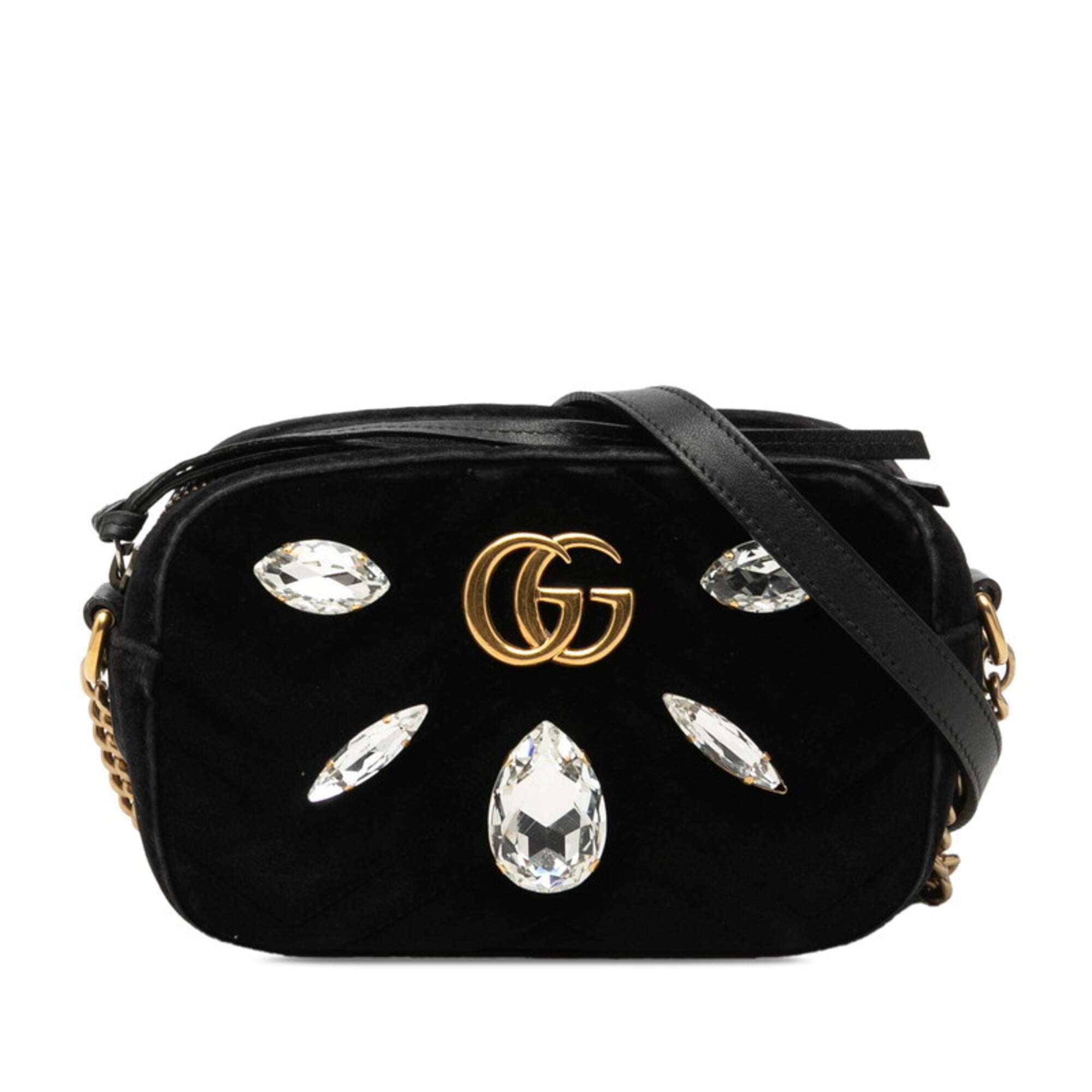 Gucci Black Velvet Leather Shoulder Bag (Pre-Owned)