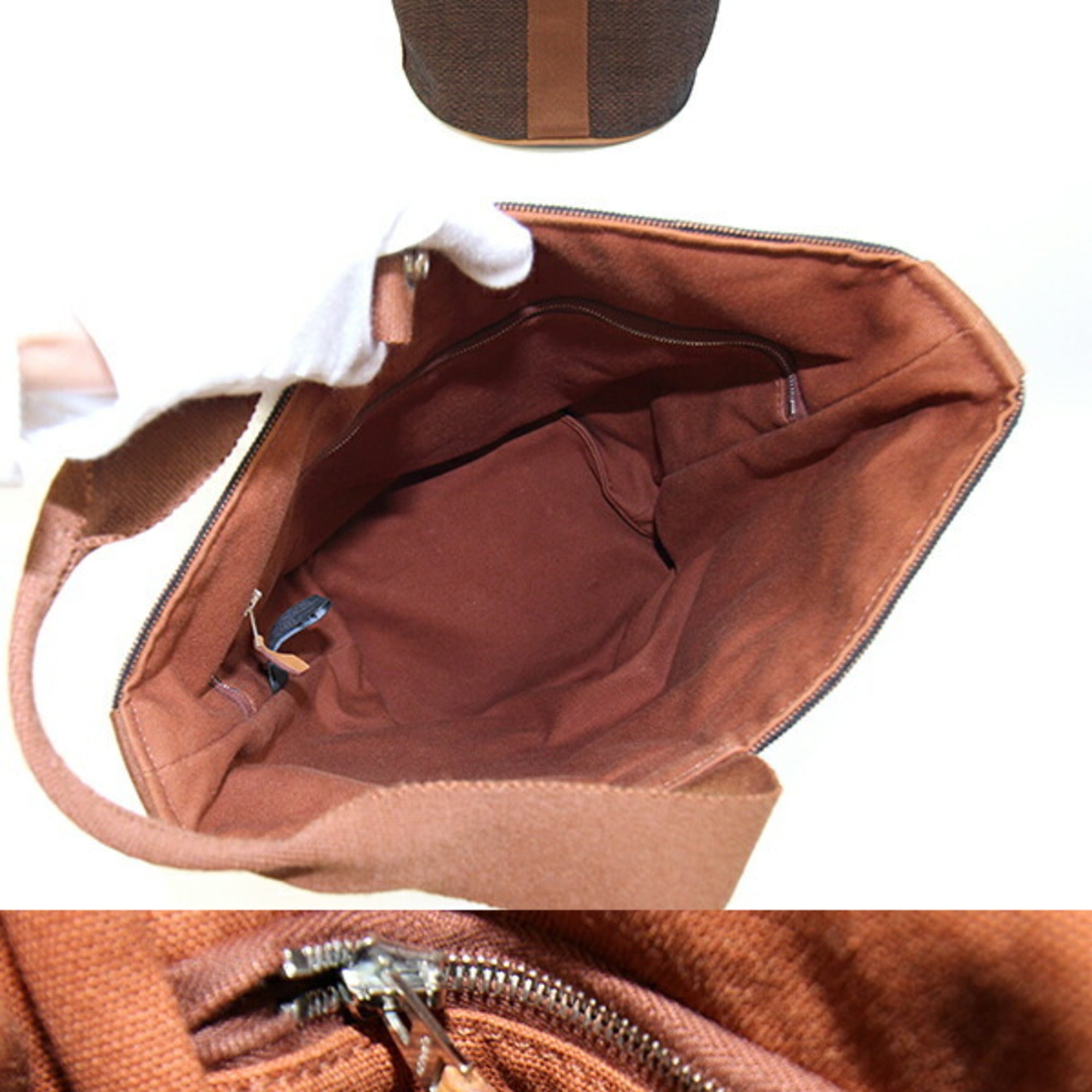 Hermes Saxon Brown Toile H Handbag (Pre-Owned)