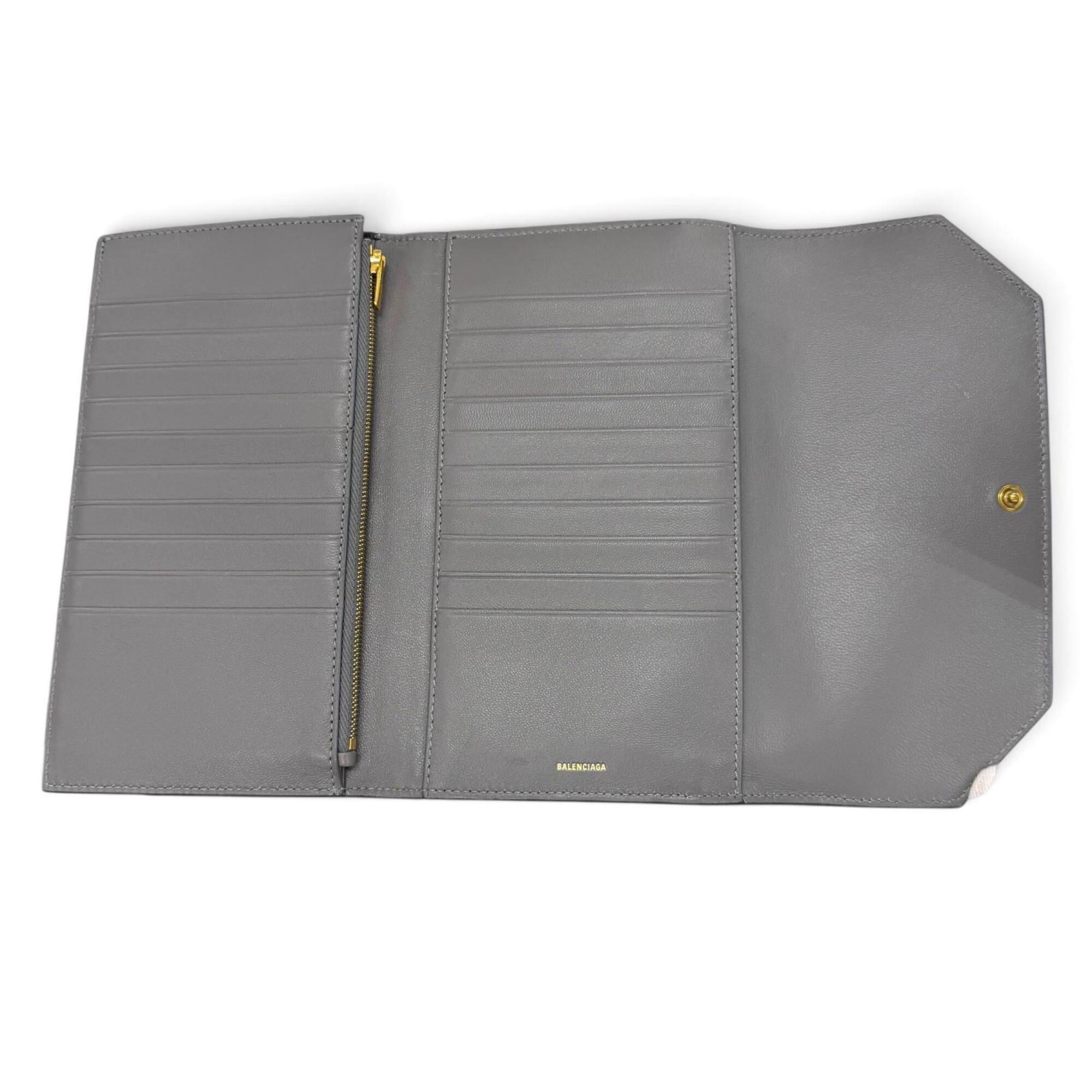 Balenciaga Black Leather Long Wallet (Tri-Fold) (Pre-Owned)