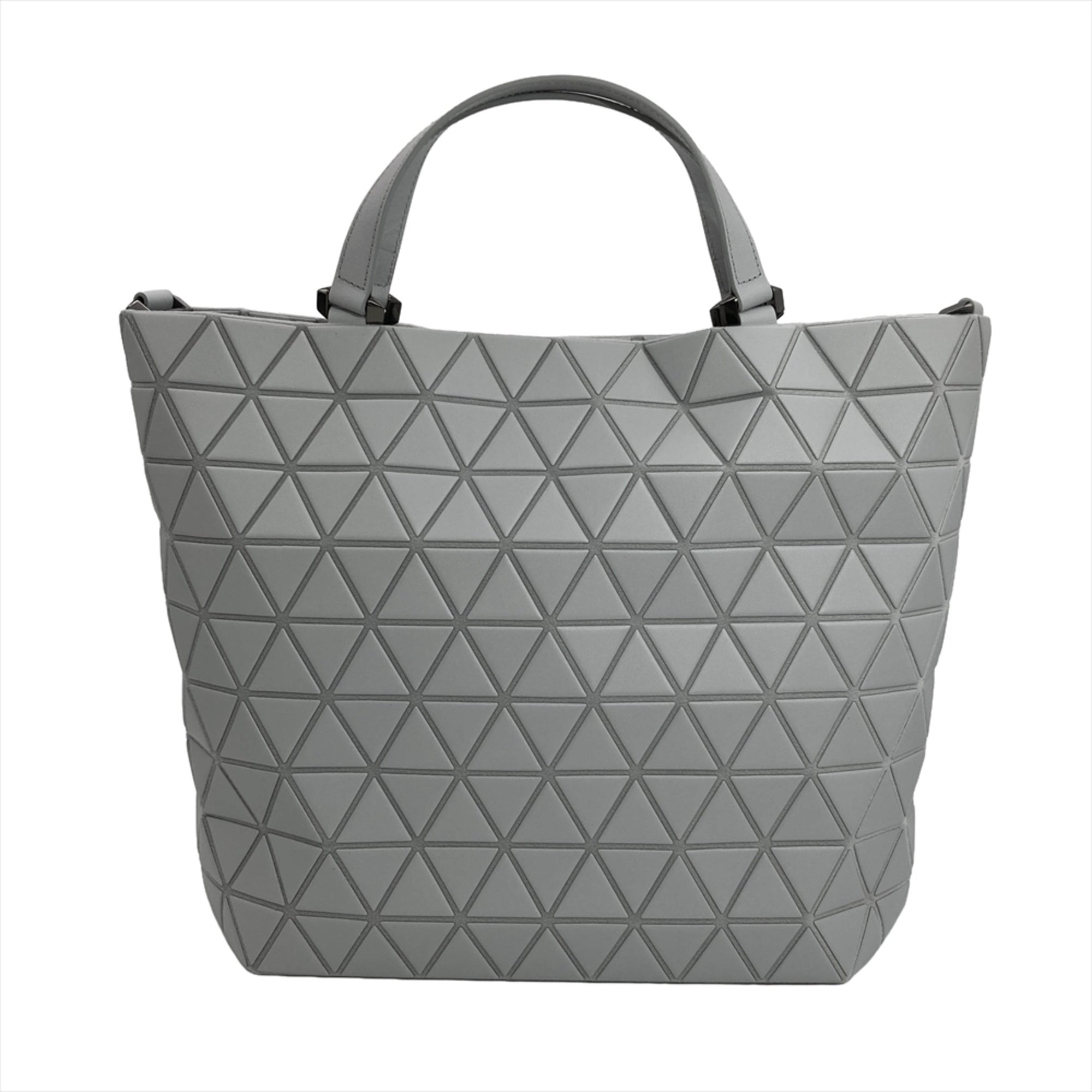 Issey Miyake Gray Leather Polyester Handbag Shoulder Bag (Pre-Owned)