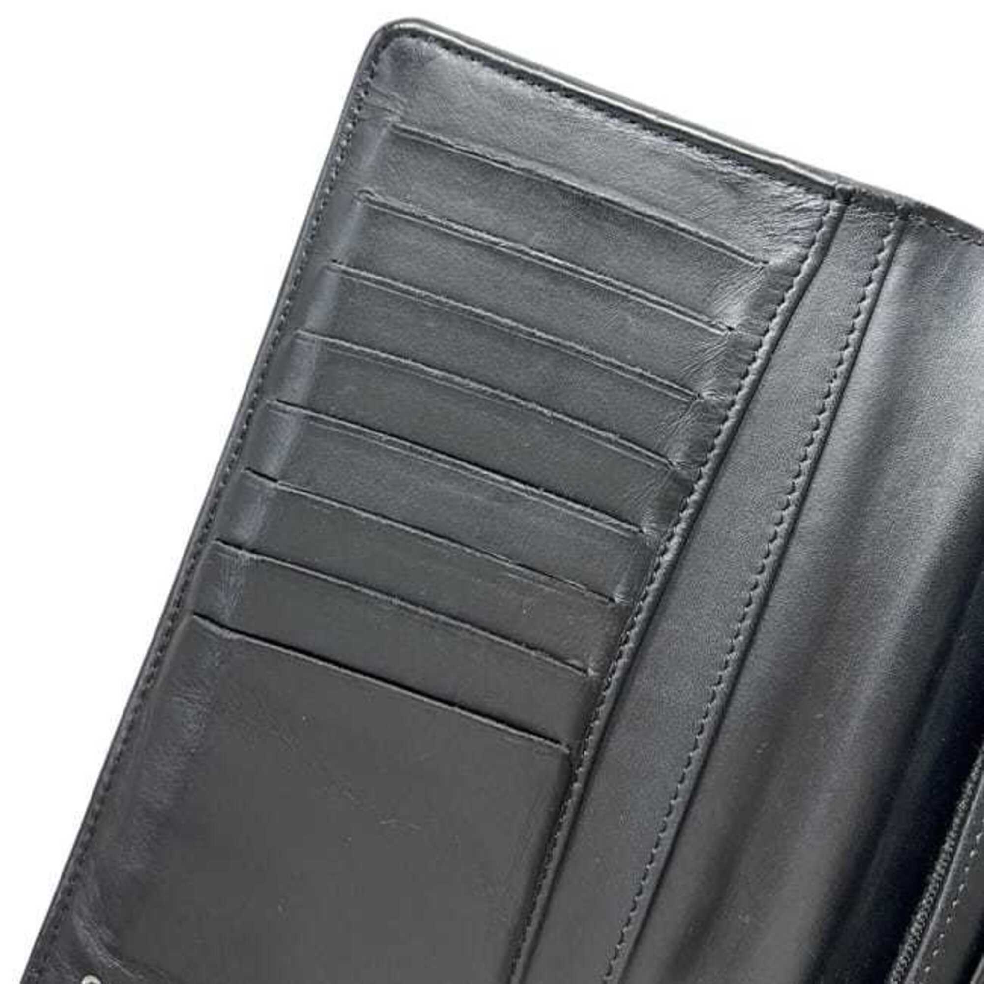 Chanel Black Grained Calfskin Long Wallet (Bi-Fold) (Pre-Owned)