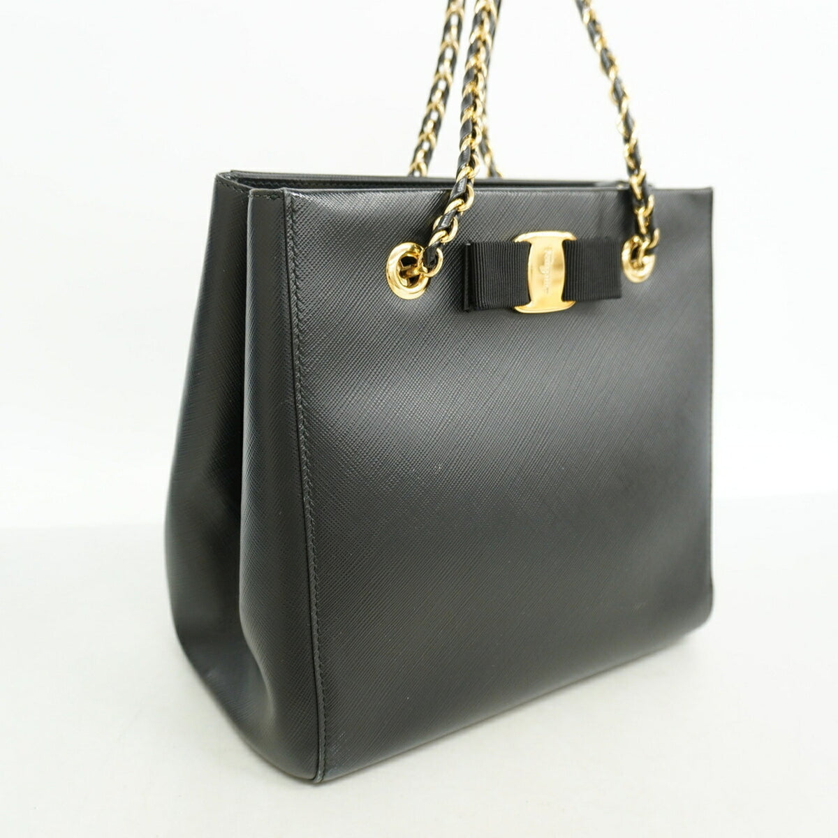 Salvatore Ferragamo Black Leather Tote Bag (Pre-Owned)