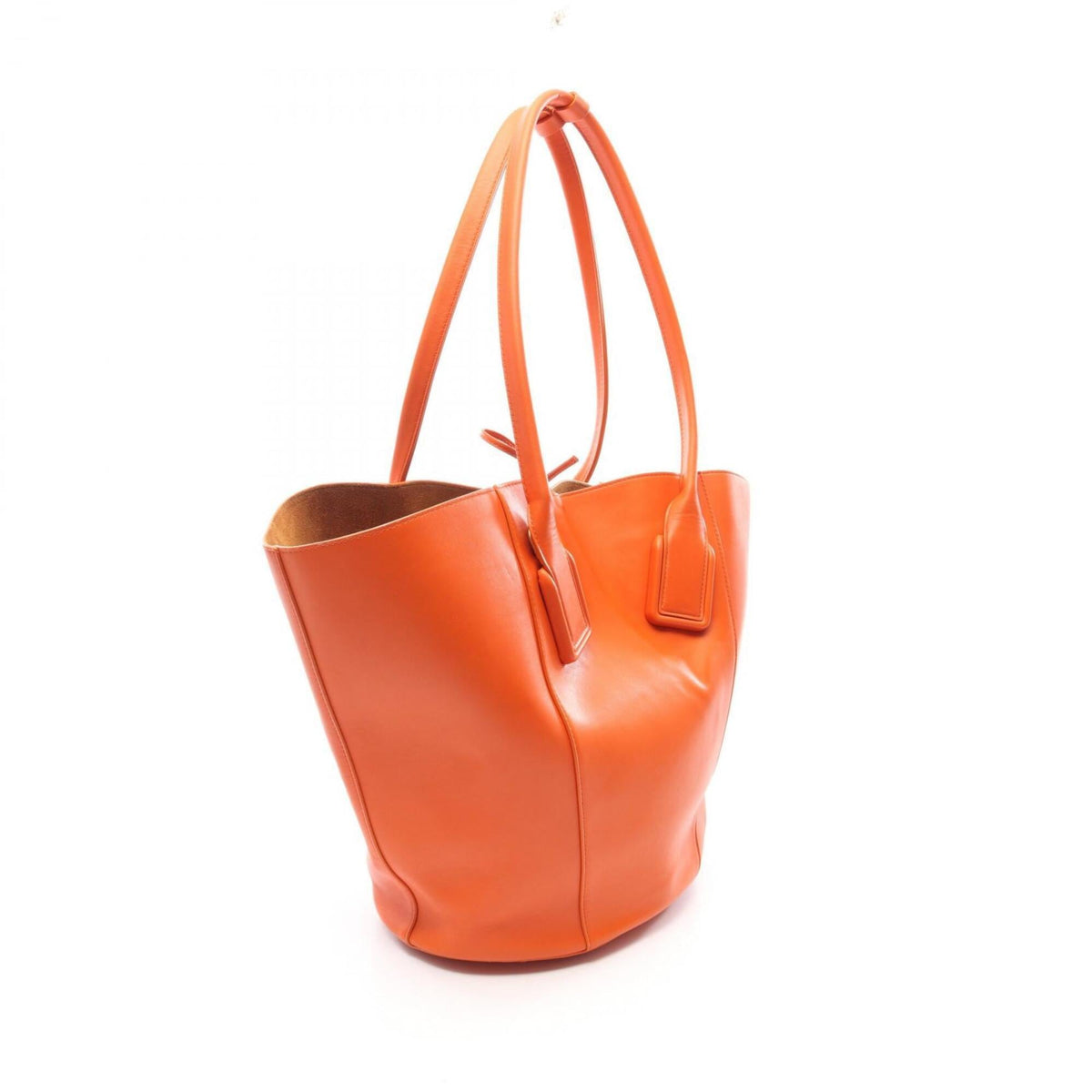 Bottega Veneta Orange Leather Basket Handbag Pouch Tote Bag (Pre-Owned)