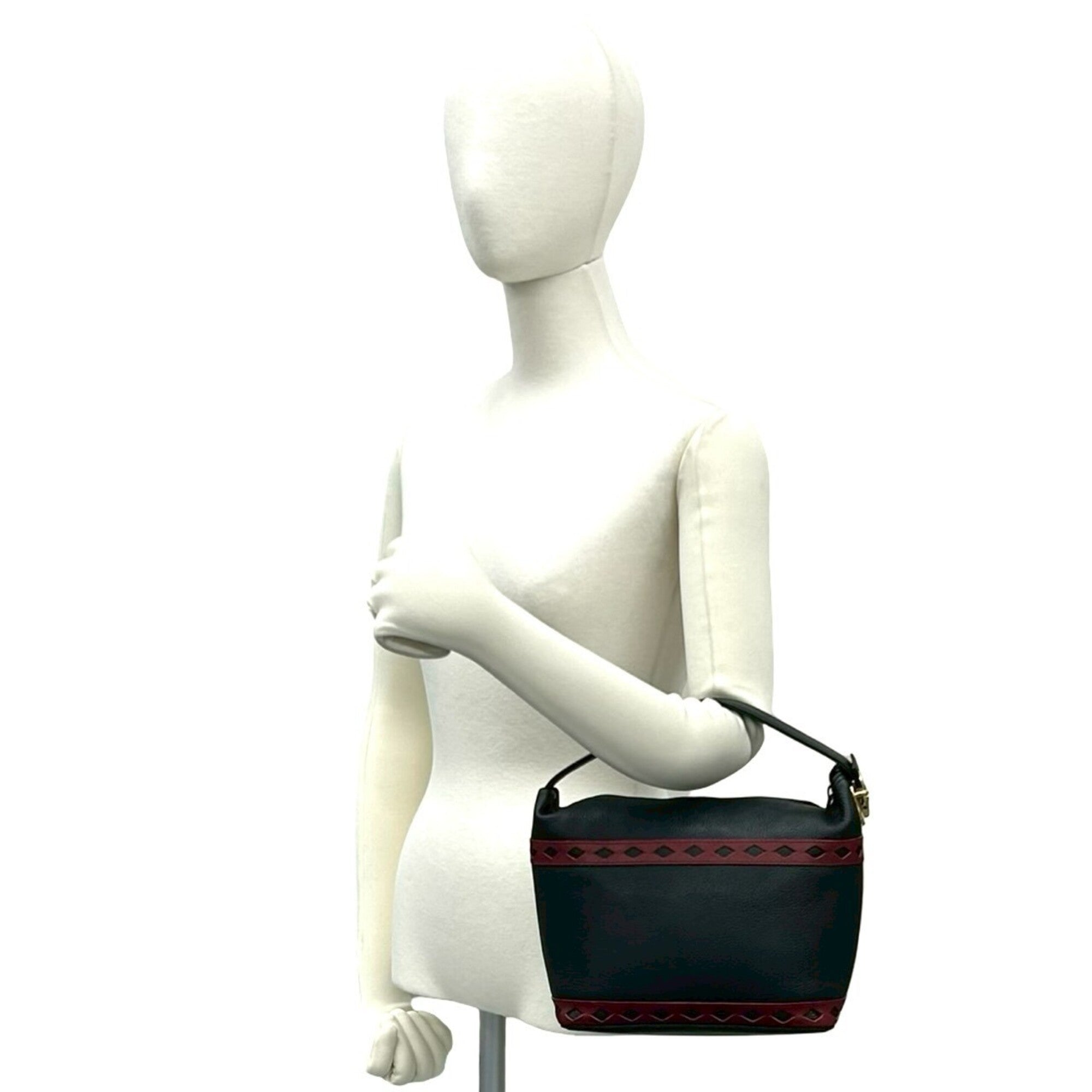 Yves Saint Laurent Black Red Color Leather Handbag (Pre-Owned)