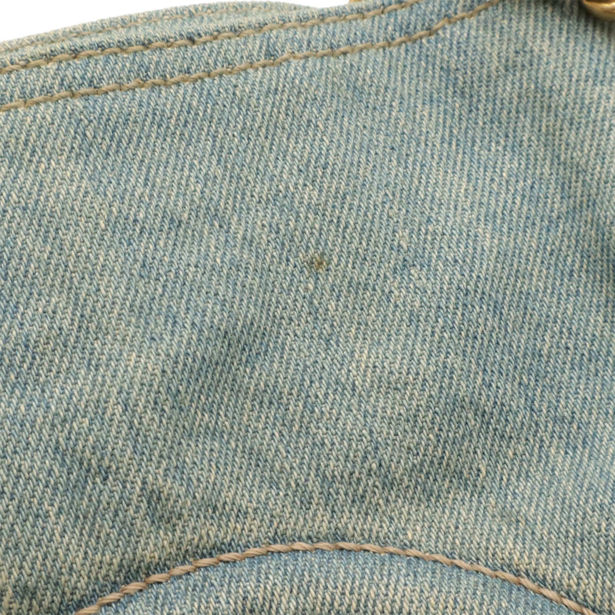 Gucci Brown Light Blue Denim Shoulder Bag Tote Bag (Pre-Owned)