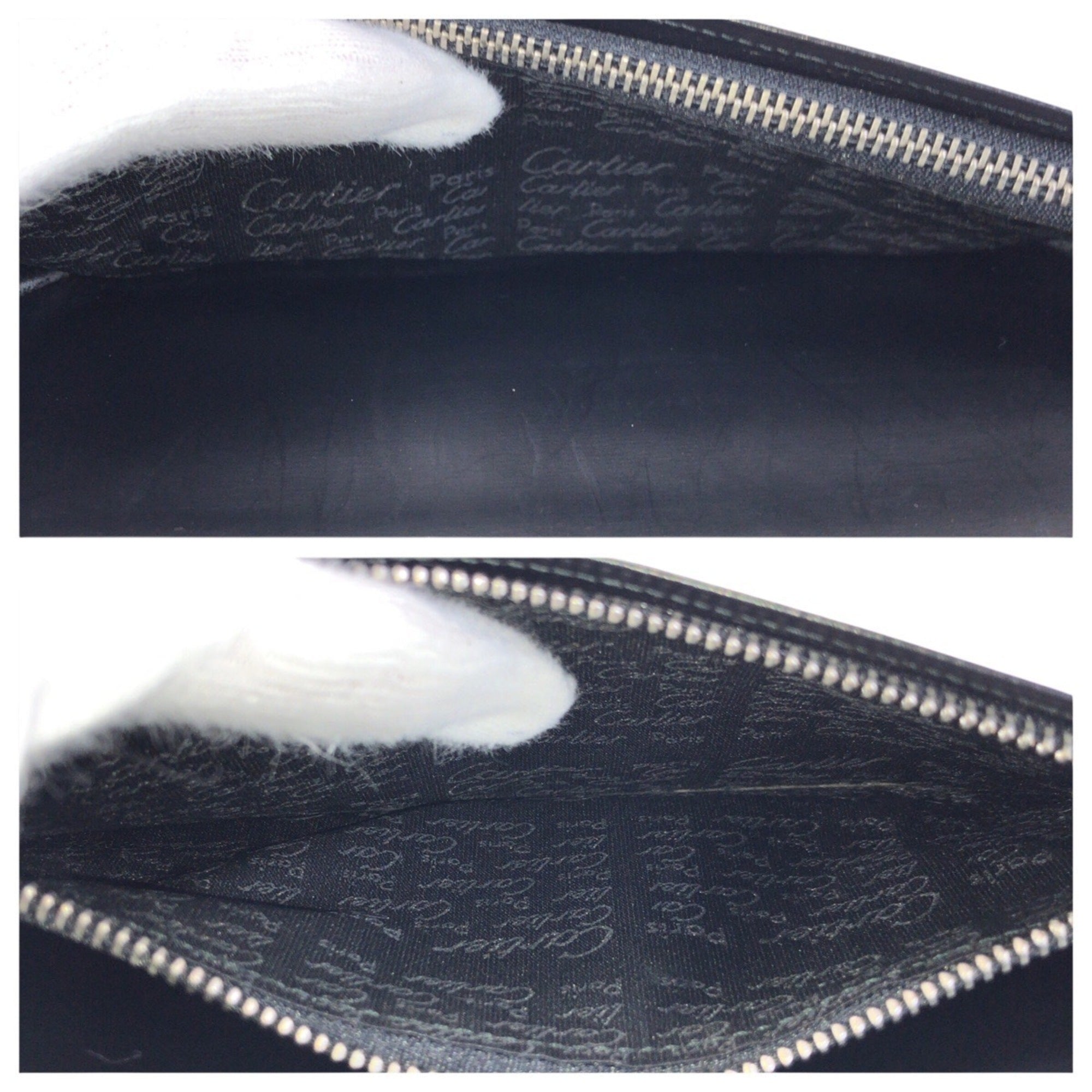 Cartier Black Leather Long Wallet (Bi-Fold) (Pre-Owned)